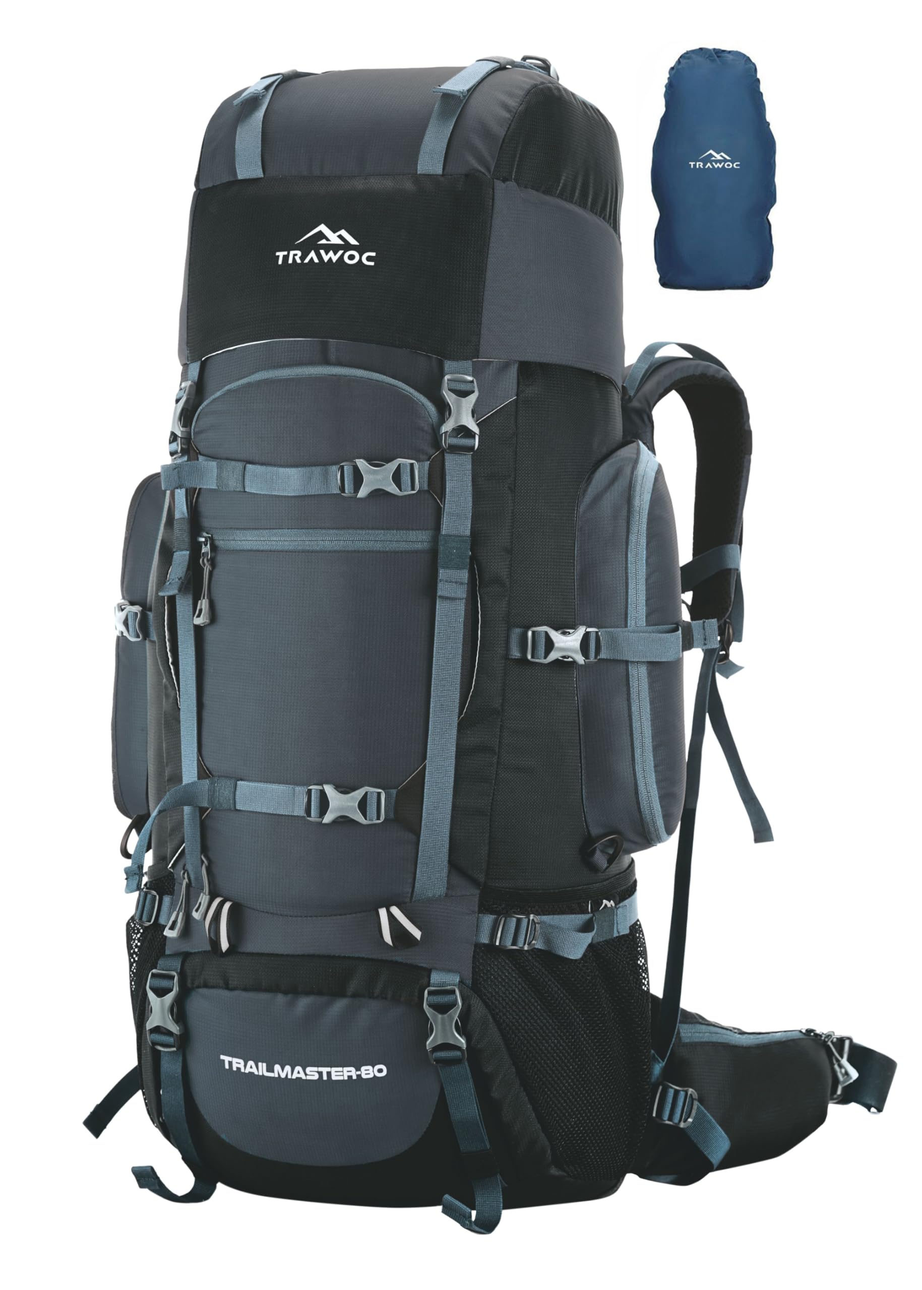 TRAWOC TRAILMASTER 80L Rucksack Bag for Men & Women, Large Water Resistant Trekking Hiking Bag Travel Backpack, 3 Year Warranty-image-8