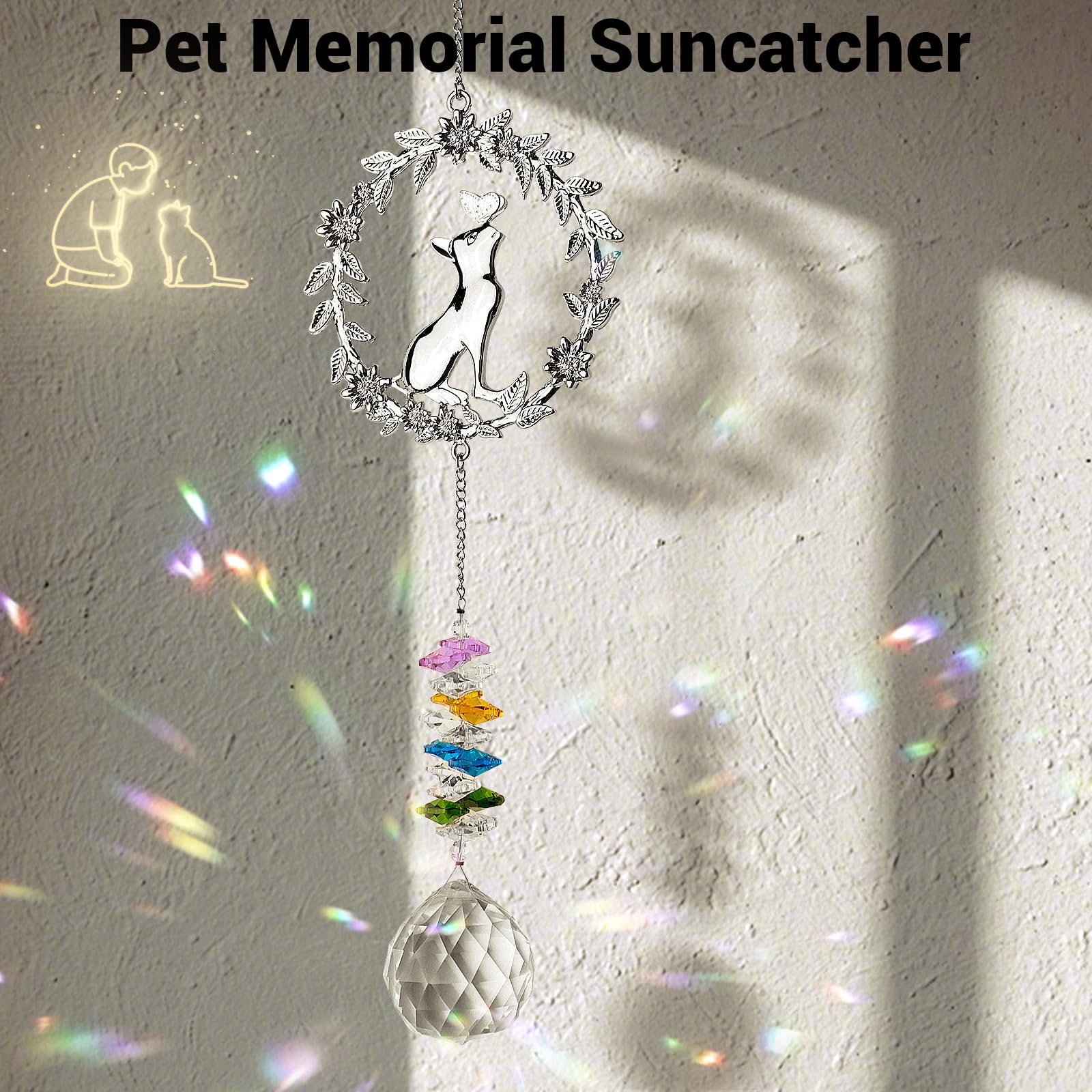 Pet Memorial Gifts for Cats, Loss of Cat Sympathy Gift,Thoughtful Cats Remembrance Sun Catcher,Cat Bereavement Gifts,Pet Loss Bereavement Gift Idea