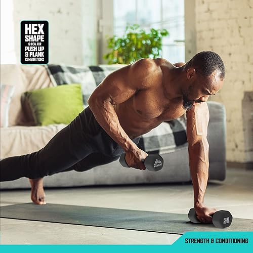 Miniatura 4 de RBX - Juego de mancuernas de neopreno con agarre antideslizante, equipo de entrenamiento de fuerza, pesas de entrenamiento para entrenamiento en