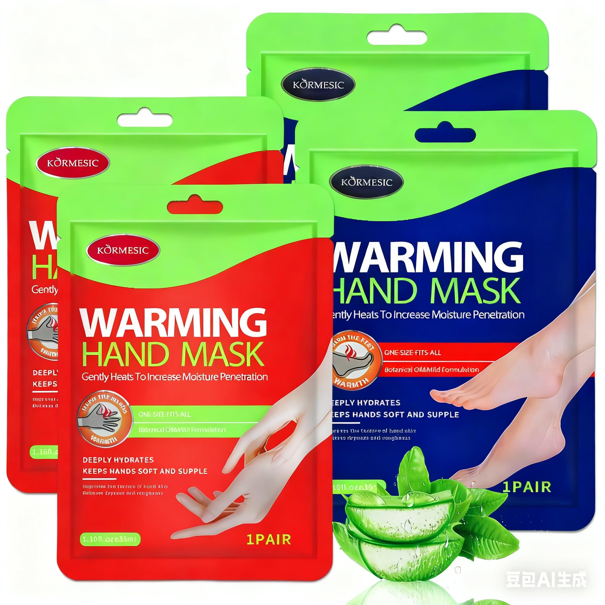 Set 2 Masques Chauffants Pieds et Mains - Action Réconfortante, Élimine les Peaux Mortes, Laisse la Peau Douce et Nourrie