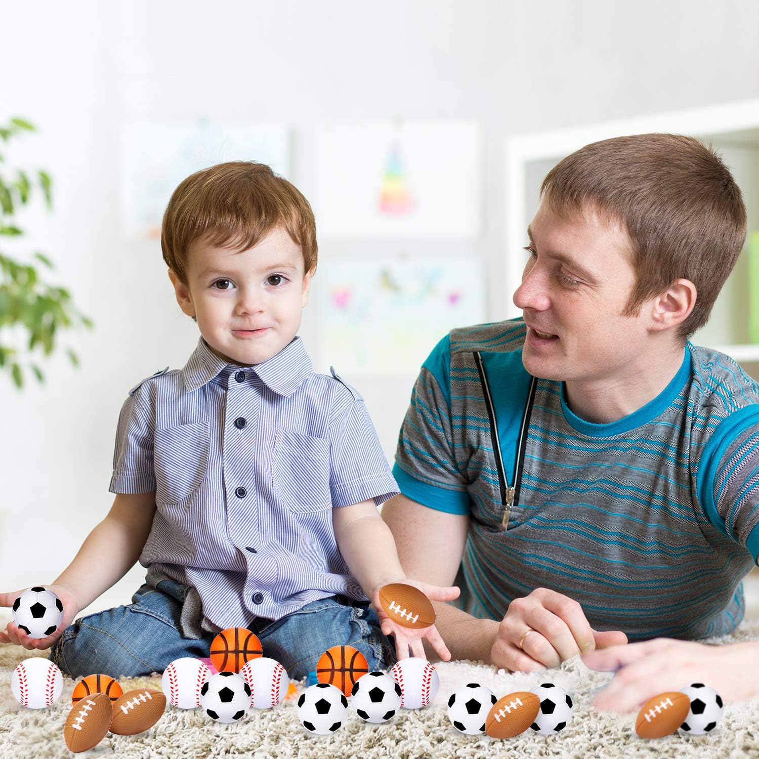 Blulu 48 Pack Sports Stress Balls for Kids Mini Footballs Mini Baseball, Soccer, Basketball, Foam Stress Balls for Anxiety Relief Sport Class Prize and Outdoor Game (1.6 Inch) 48 Pieces 48 image 5 of 8 B07VPFCMWP