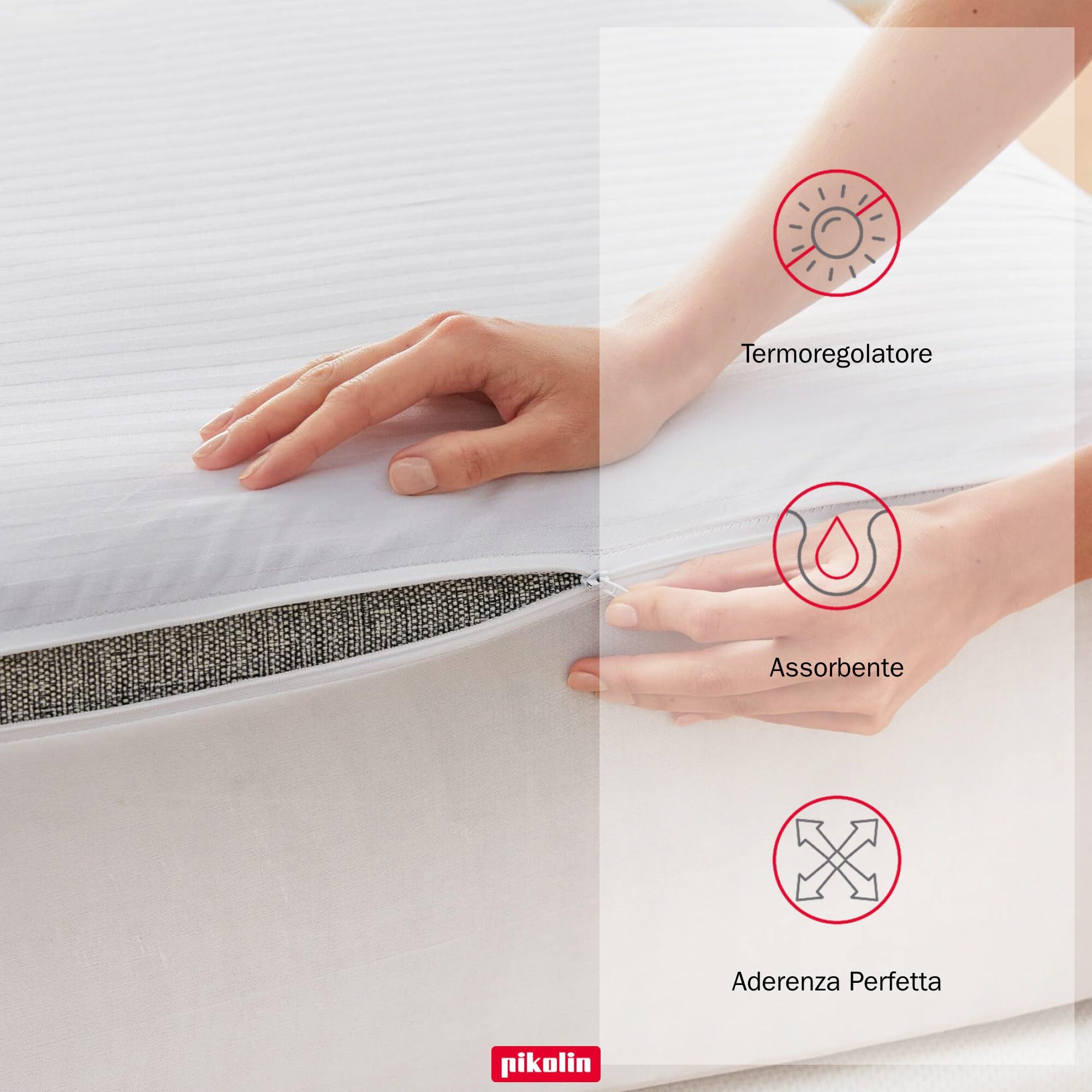 PIKOLIN - Coprimaterasso Traspirante in Cotone 100% Naturale 160x200 cm | Antirughe, Chiusura a L | Adatto a Materassi fino a 30 cm, Lavabile in Lavatrice | Certificato OEKO-TEX