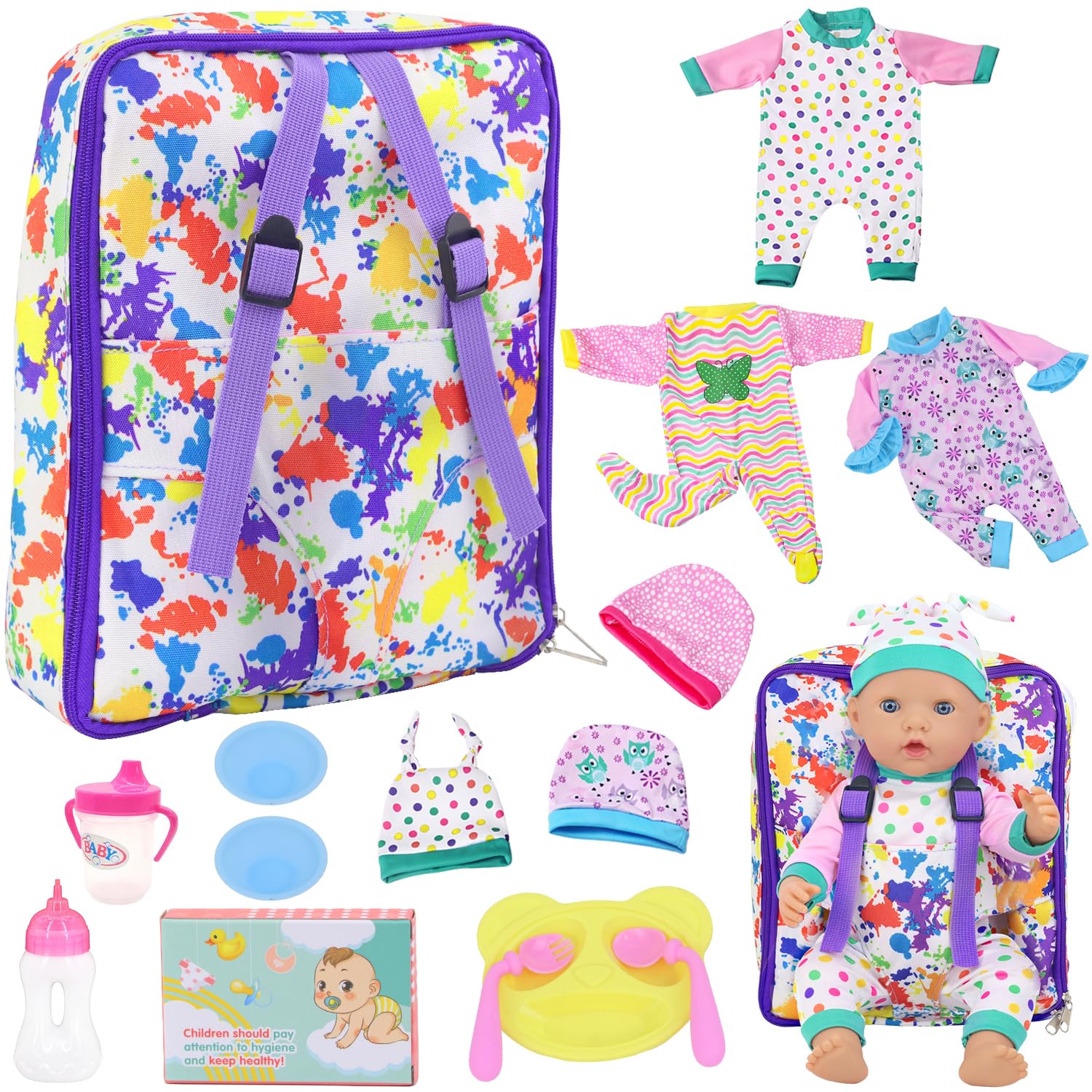 Amazon.co.jp: ベビードール服15点 キャリアバックパック付き 16~18  