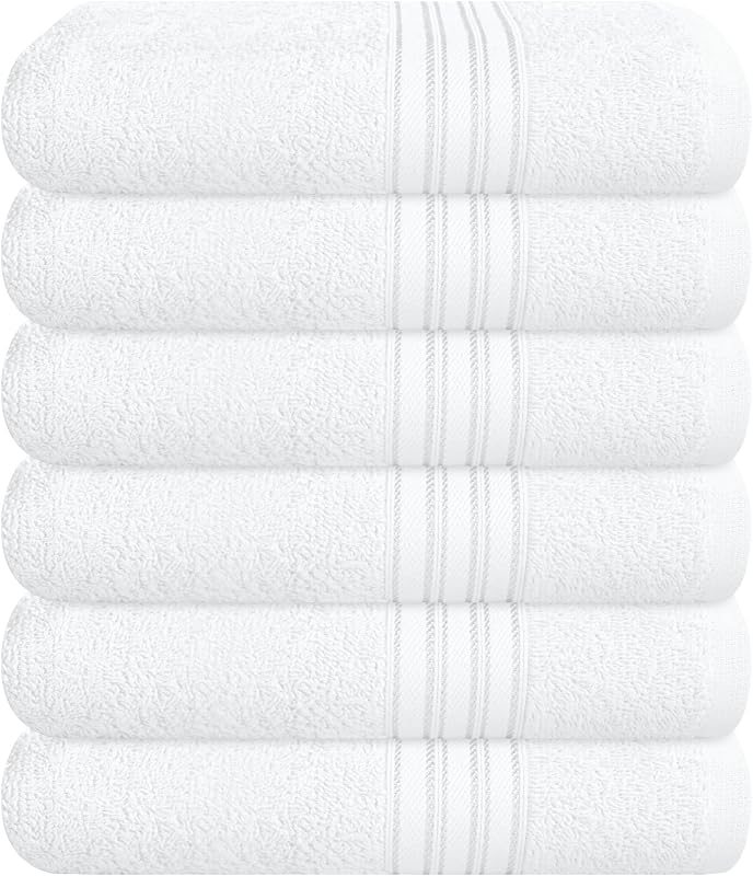 BOUTIQUO Conjunto com 6 Toalhas de Mão de Algodão Branco 40,64 x 60,96 cm
