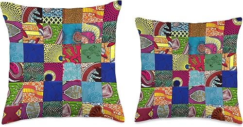 Miniatura 3 de Nativ Hand Ankara Kitenge - Almohada de retazos con estampado de cera africana, 18 x 18, multicolor