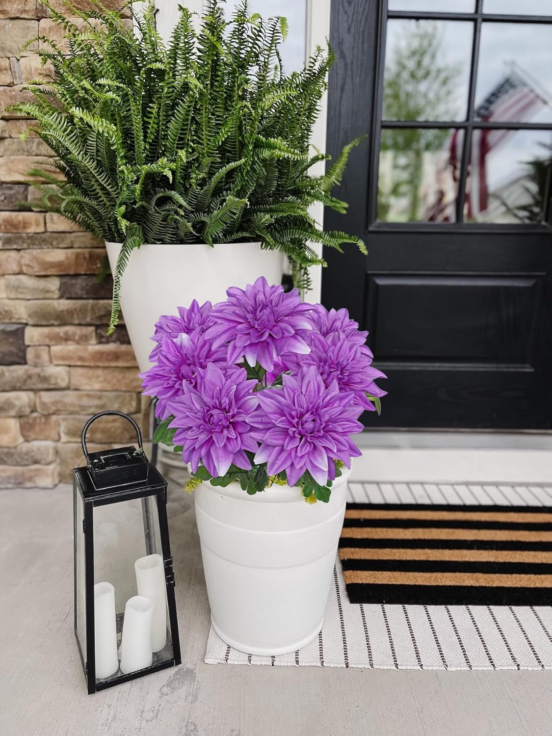 Hollyone Purple Artificial Dahlia Flowers Bush 7 Heads Silk 15.7" Fake Dahlias Flowers Wedding Bouquets Faux Dahlia Flowers Floral Arrangements for Outdoor Indoor Party Table Centerpieces Home Decor - Image 6