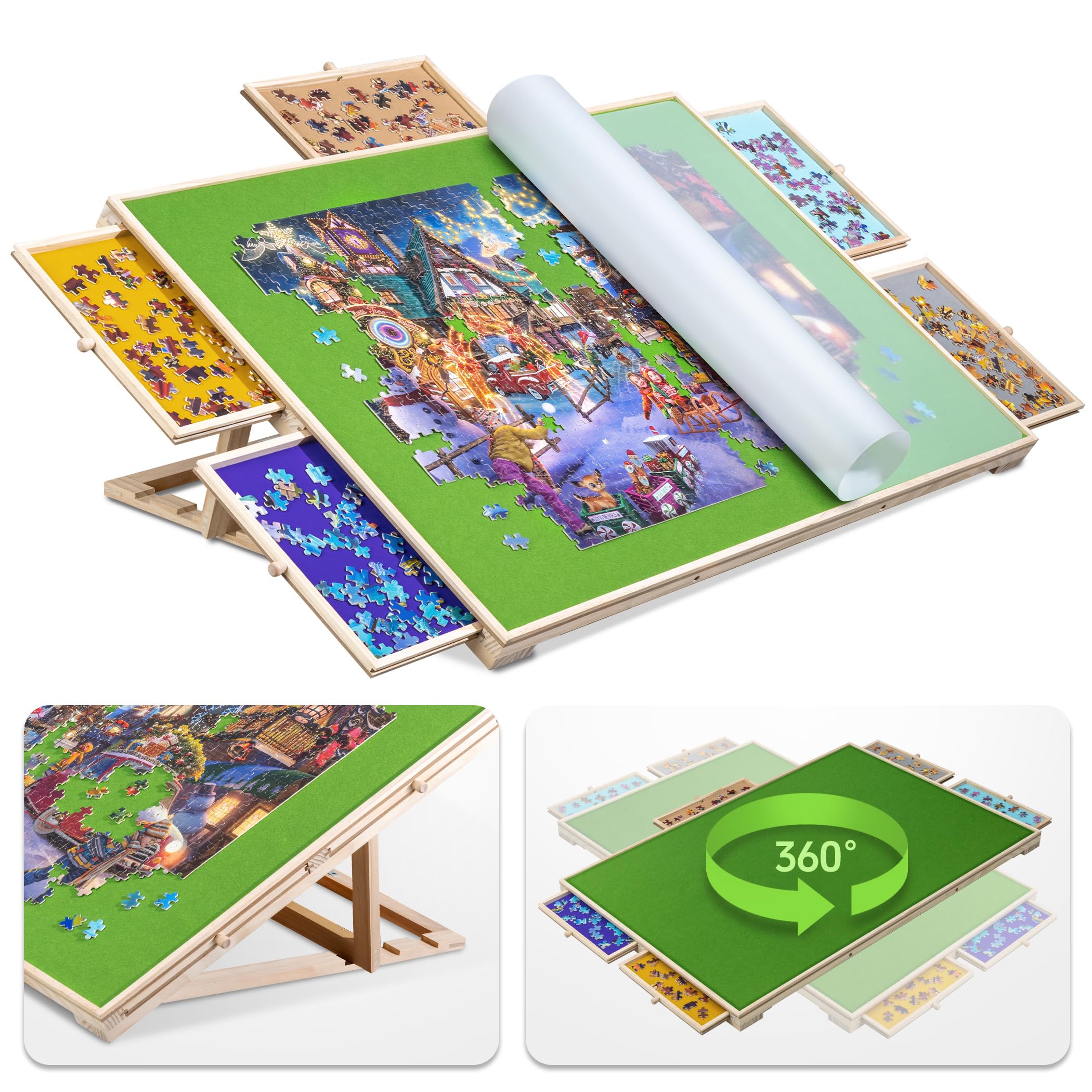 Tektalk Tavola puzzle pieghevole in feltro da 2000 pezzi, con