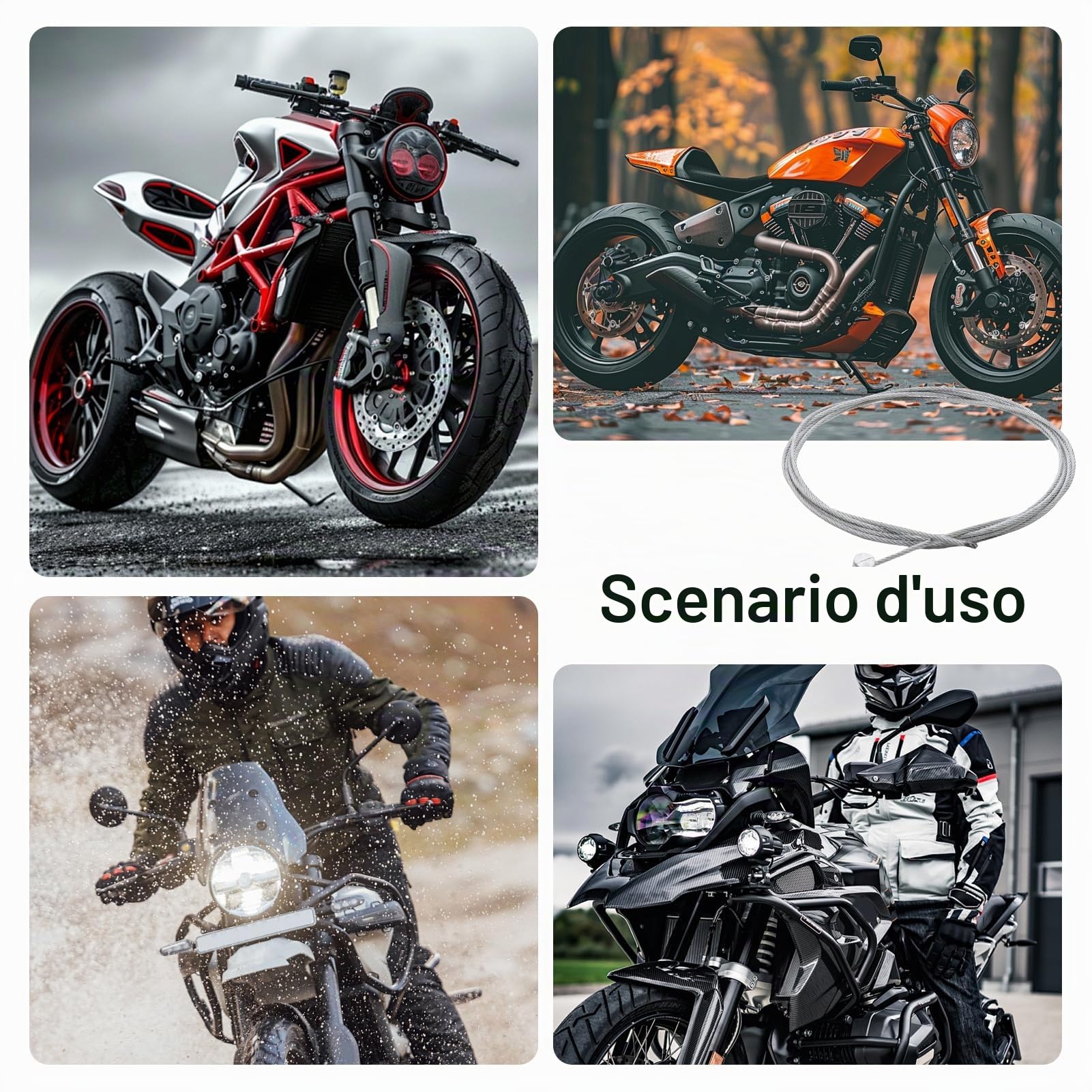 Cavo Frizione Moto Universale 1,3M con 8 Pezzi Kit di Riparazione per Moto e Cross