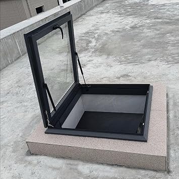 Hand Skylight Clear Roof Window,Double-Layer Tempered Glass,Aluminum Alloy Frame Egress Roof Window for Attic, Basement, Sun Room,Shed,Garage,Underground Well Lighting DoorW24xH18in