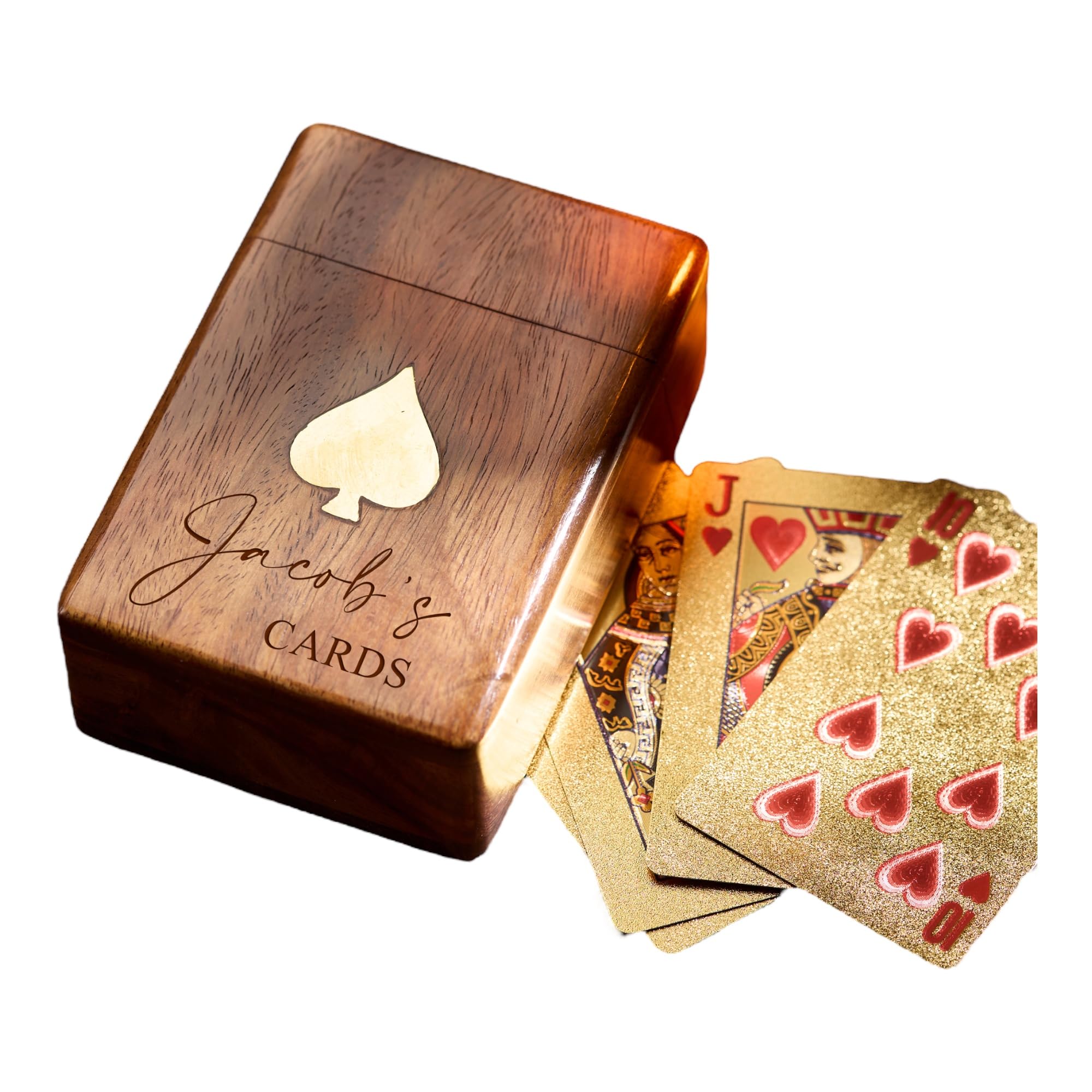 ukgiftstoreonline Personalised Wooden Playing Card Box-mens personalised gift- wooden card set- travel game- games for him - game gift-keepsake card set