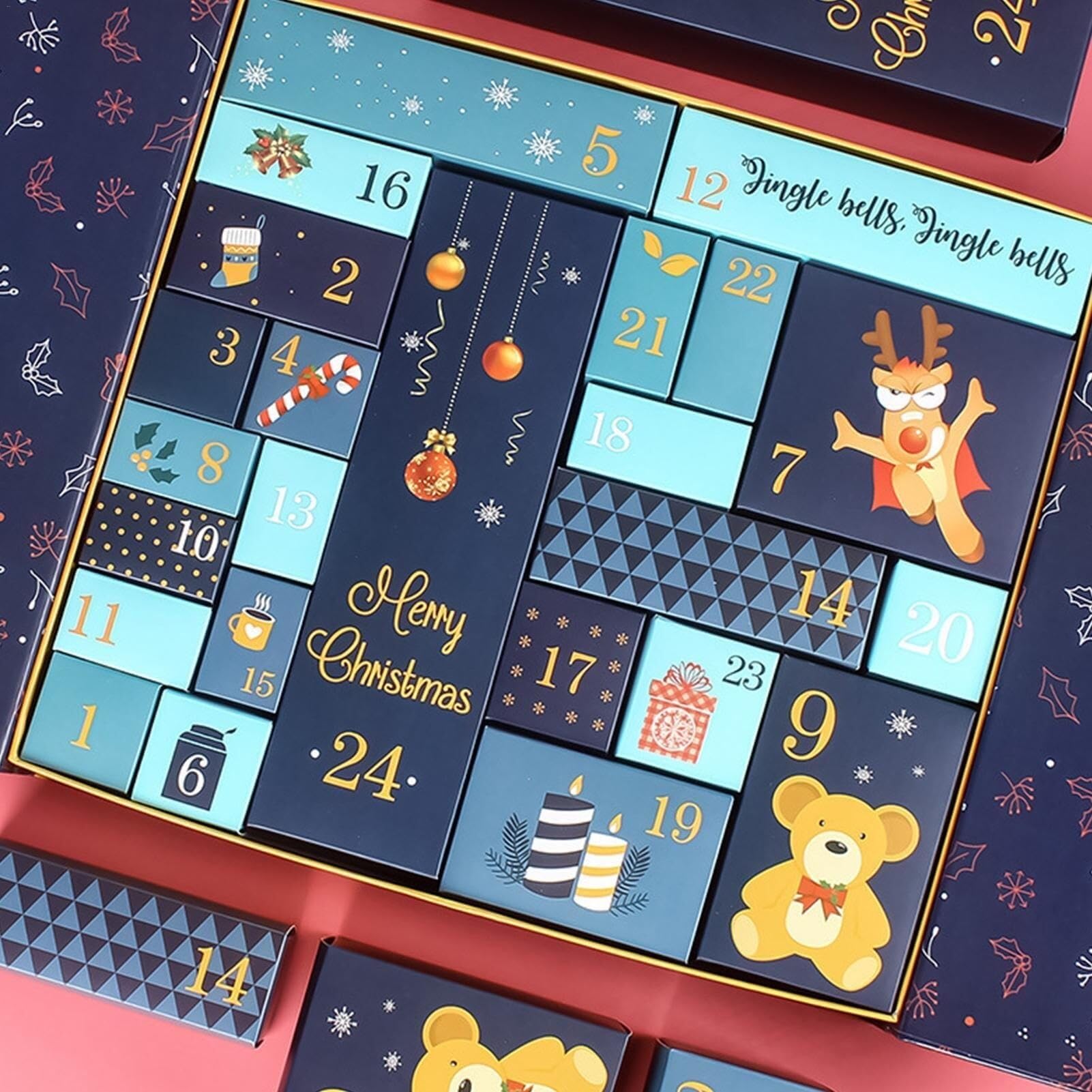 Calendario Dell'Avvento da Riempire, Scatole di Riempimento del Calendario Dell'Avvento, Calendario Dell'Avvento di Natale Fai-da-Te, Calendario Dell'Avvento con Conto alla Rovescia