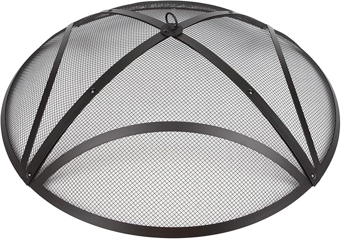 WeCooper 32In Reinforced Steel Round Fire Pit Screen Cover,Outdoor Patio FirePit Spark Screens,Heavy Duty Steel Mesh Fire Pit Ember Lid with Handle…