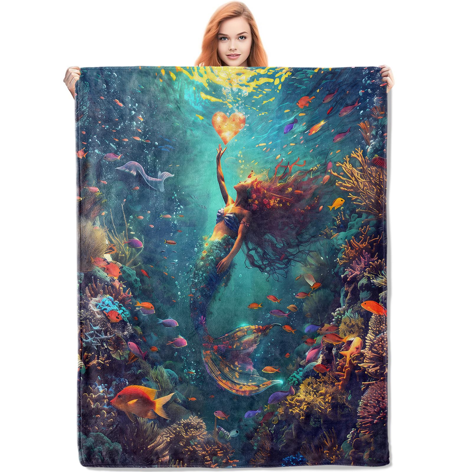 Couverture sirène flanelle cadeau parfait pour femme pour lit et canapé cosy
