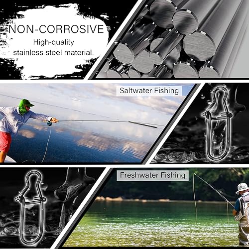 Miniatura 5 de AMYSPORTS Clip de presión de pesca de alta resistencia, doble bloqueo giratorio de acero inoxidable de cambio rápido, broches de pesca de níquel