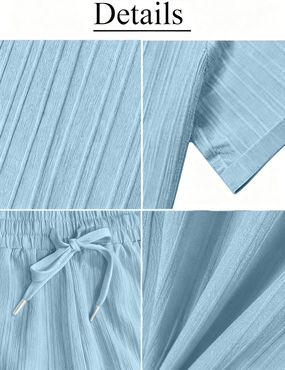 Bealin Men's Summer Beach Outfits 2 Piece Vintage Short Sleeve T Shirts and Shorts Vacation Texture Sets - Image 6