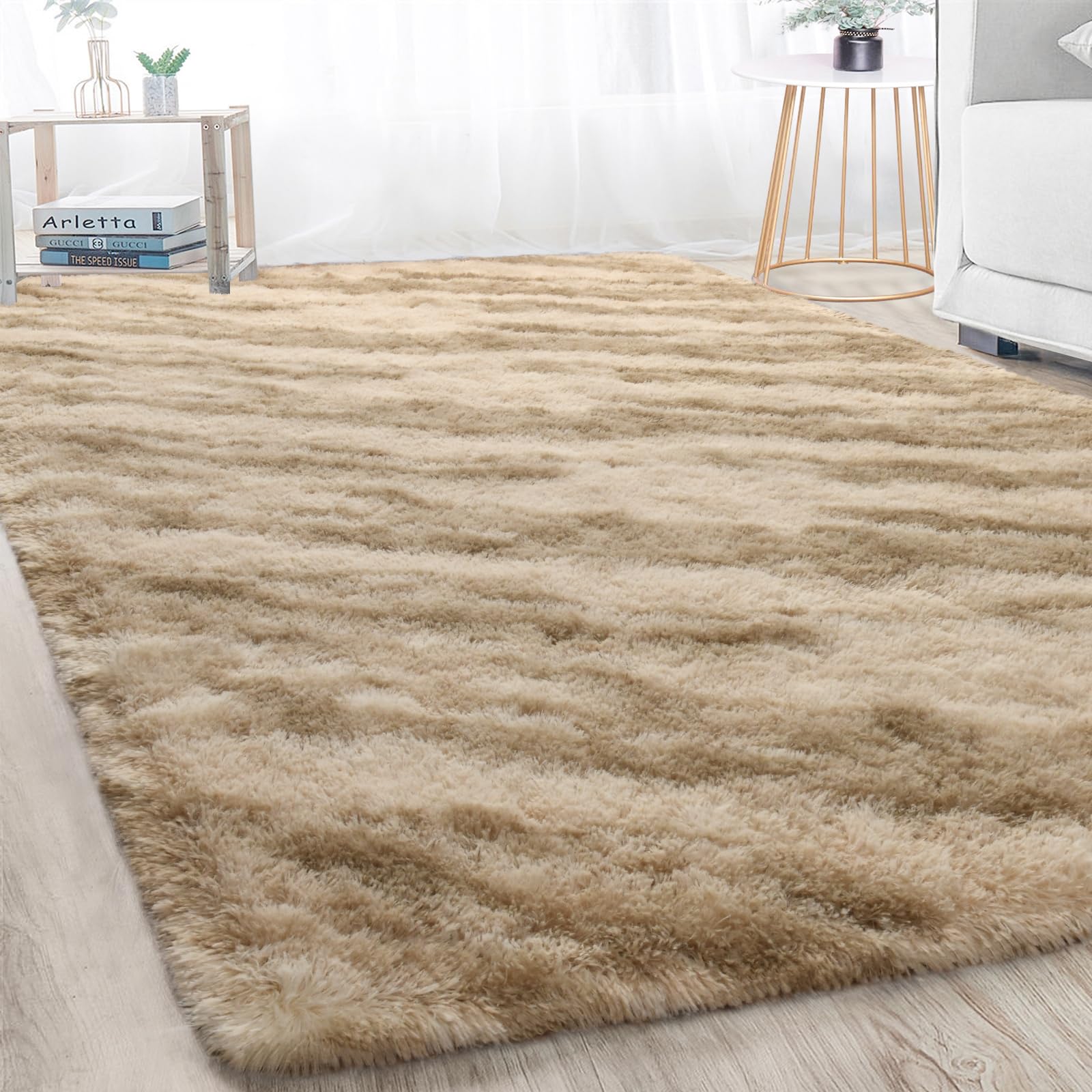 Merelax Area Rugs for Living Room Bedroom, Non-Slip Large 6x9 Feet Soft Fluffy Shaggy Bedside Rug, Indoor Floor Carpet for Kids Dorms, Nursery Rooms,