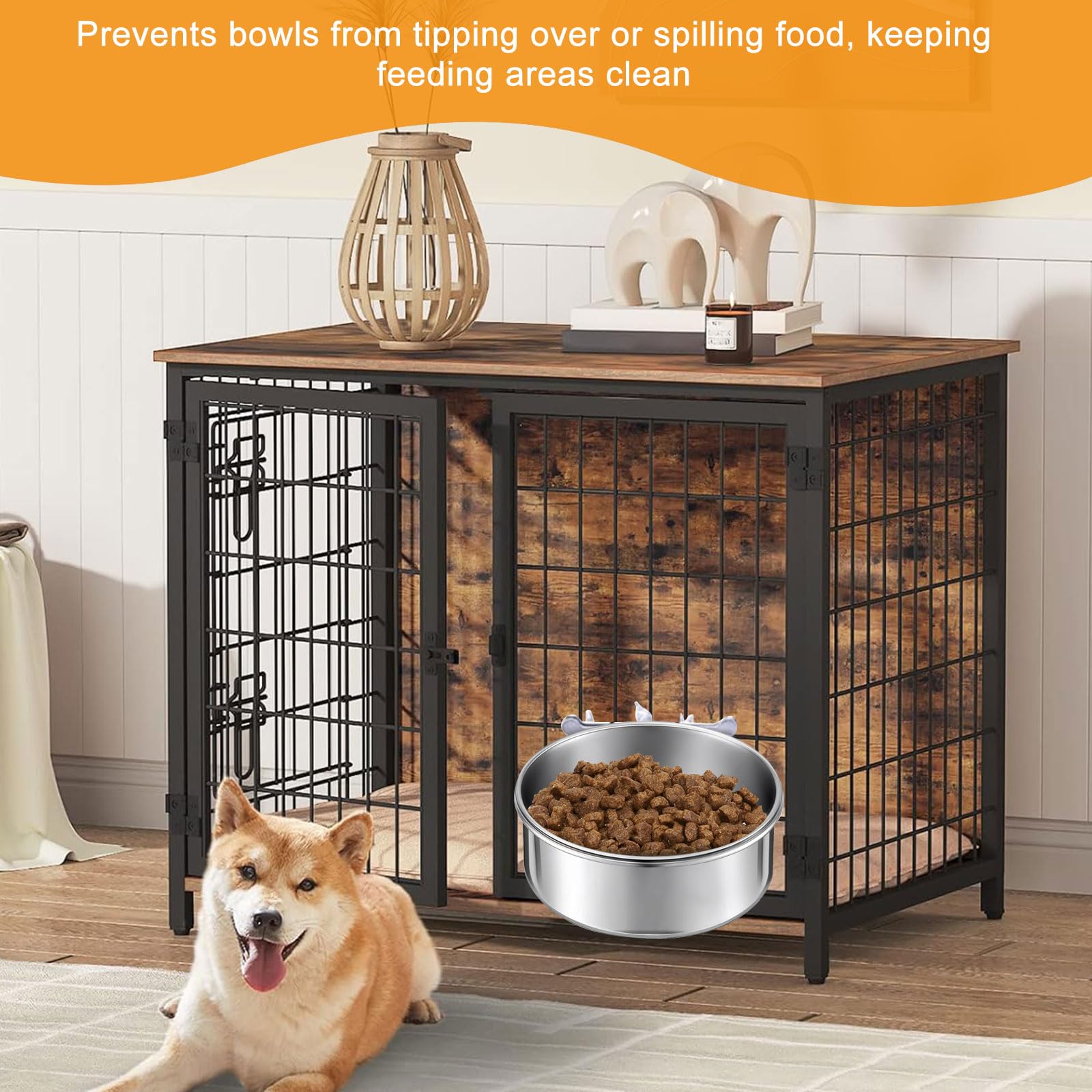 Gamelle à Suspendre pour Chien/Chat, Bol en Acier Inoxydable, Écuelle Anti-Renversement Stable and Durable pour Petits Chiens, Chats et Animaux (Screw Hook)