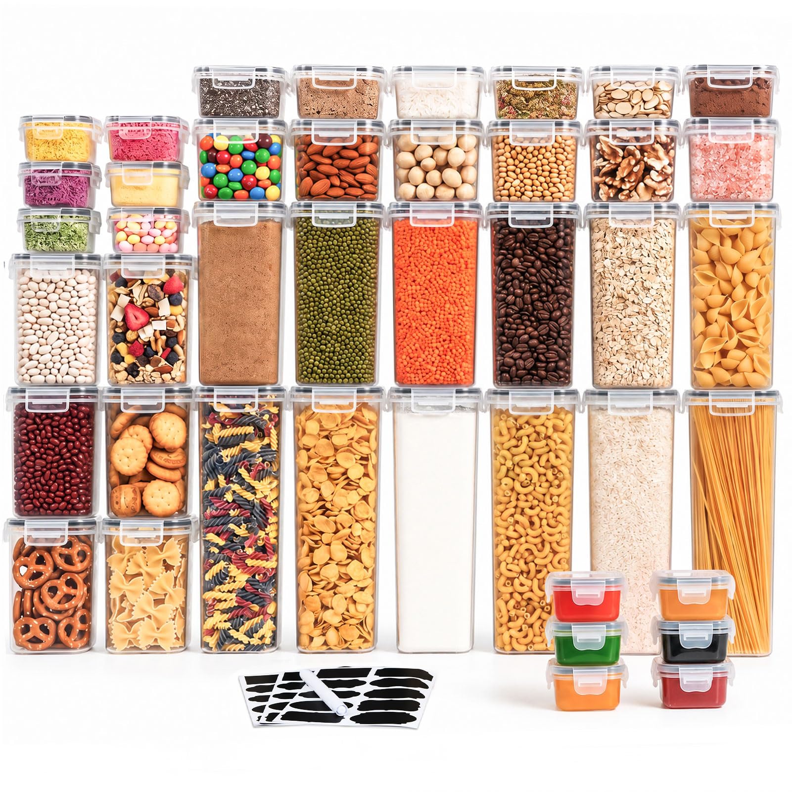 Haushaltszauber Set di barattoli XXL 2026 – 42 pezzi | Contenitori ermetici e contenitori | senza BPA, impilabili e trasparenti | Conservazione alimentare cucina, frigorifero e congelatore