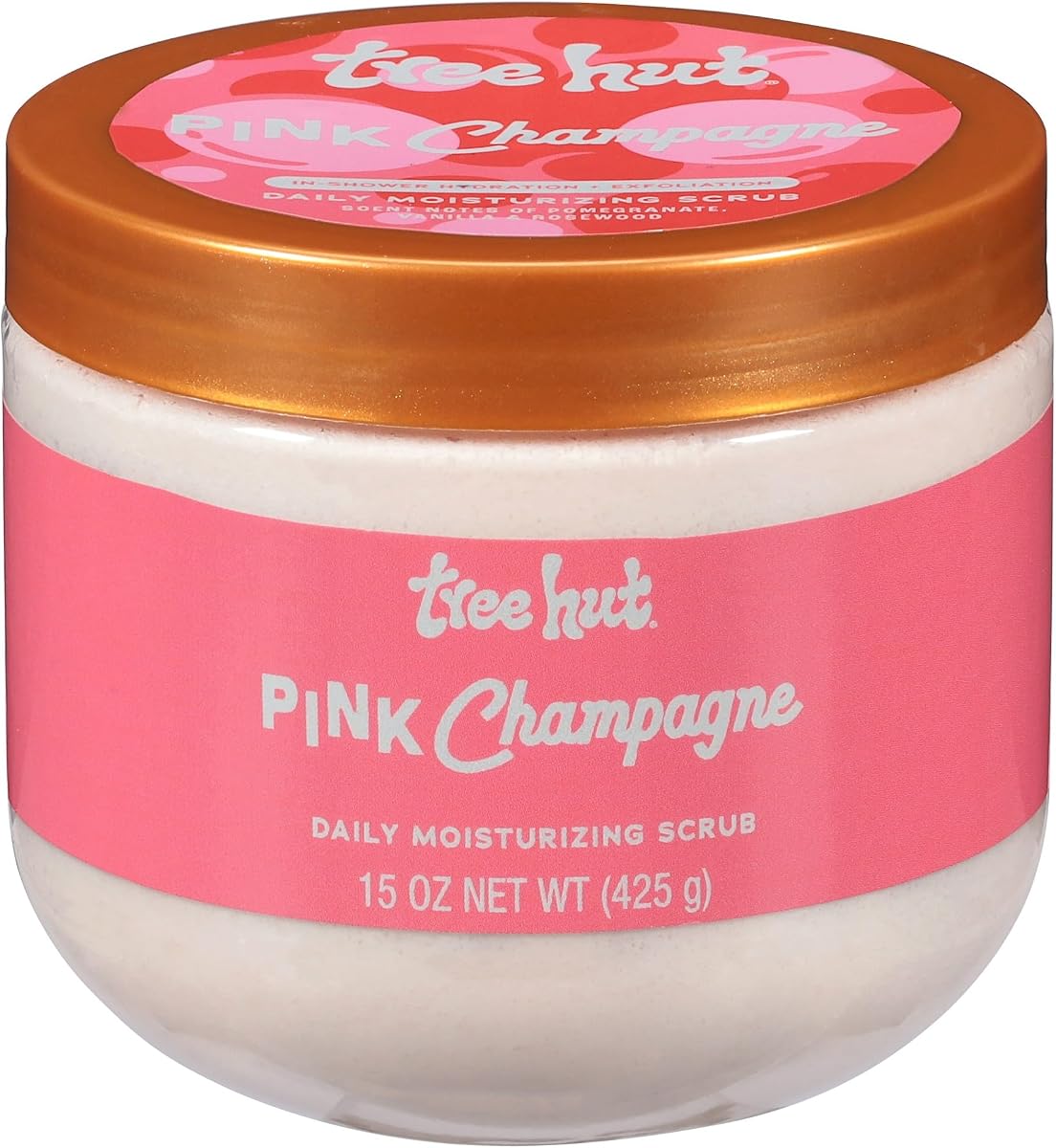 Tree Hut Pink Champagne Daily Moisturizing Body Scrub, 15 Oz | Gentle Whipped Sugar Scrub with Shea Butter, Exfoliates, Hydrates & Leaves Skin Soft and Radiant for Everyday Use