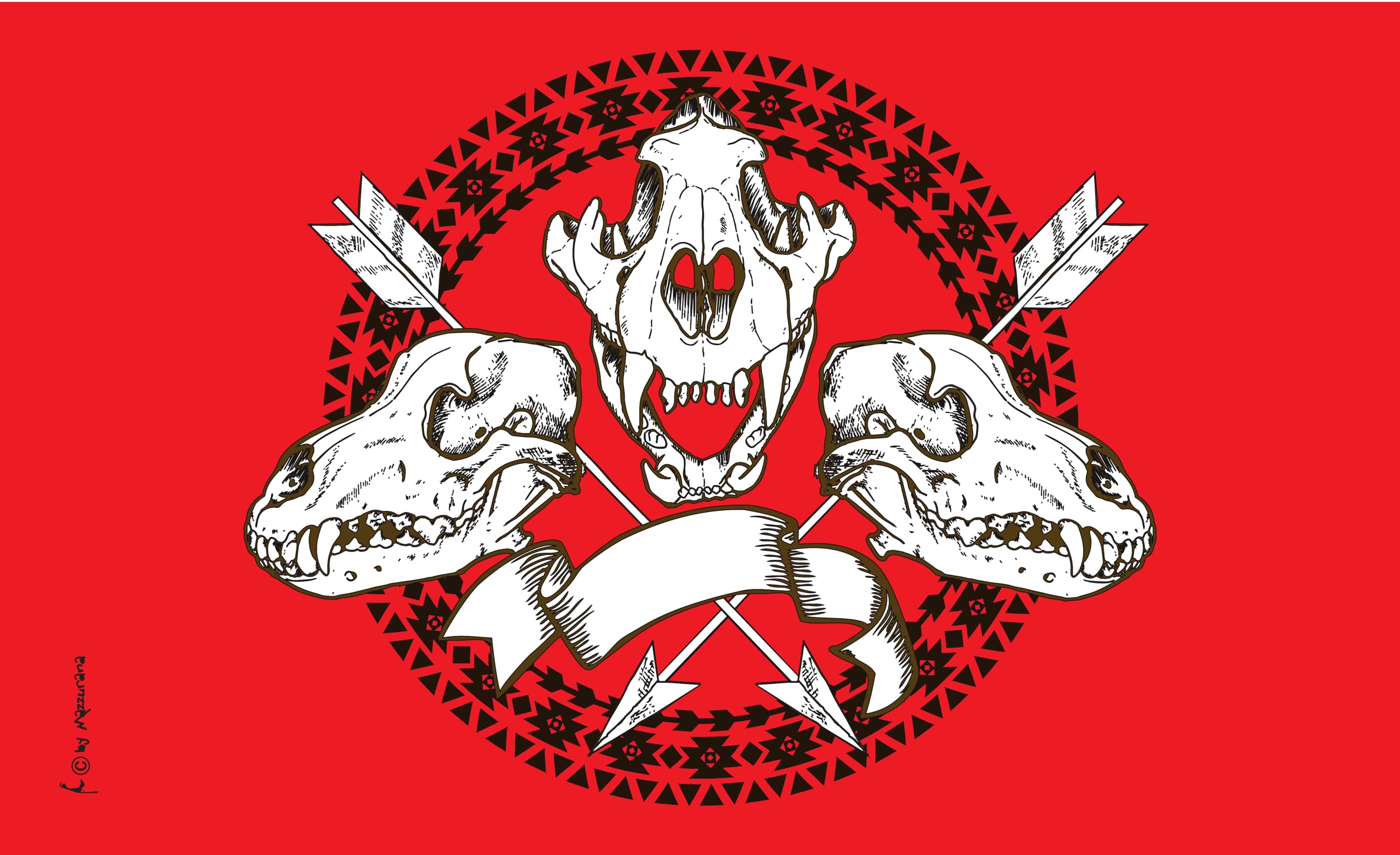 Szkielet czaszki zwierząt – charakterystyczny motyw chusta na flagę statku / 120 x 80 cm