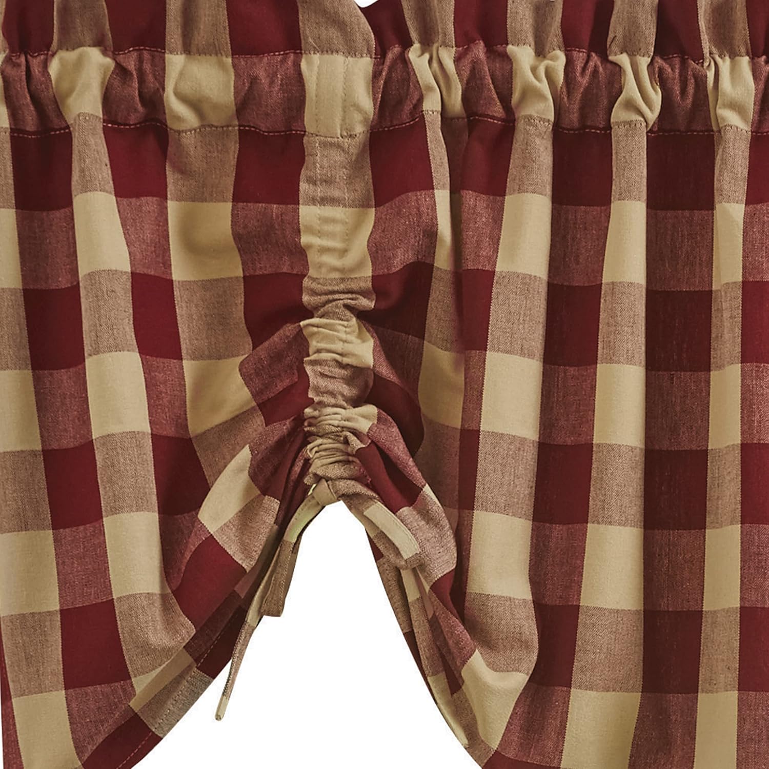 Park Designs Buffalo Check Lined Valance - Garnet Red | 60" x 20" | Farmhouse Kitchen Curtain | Country Window Valance | Buffalo Plaid Rod Pocket Panel