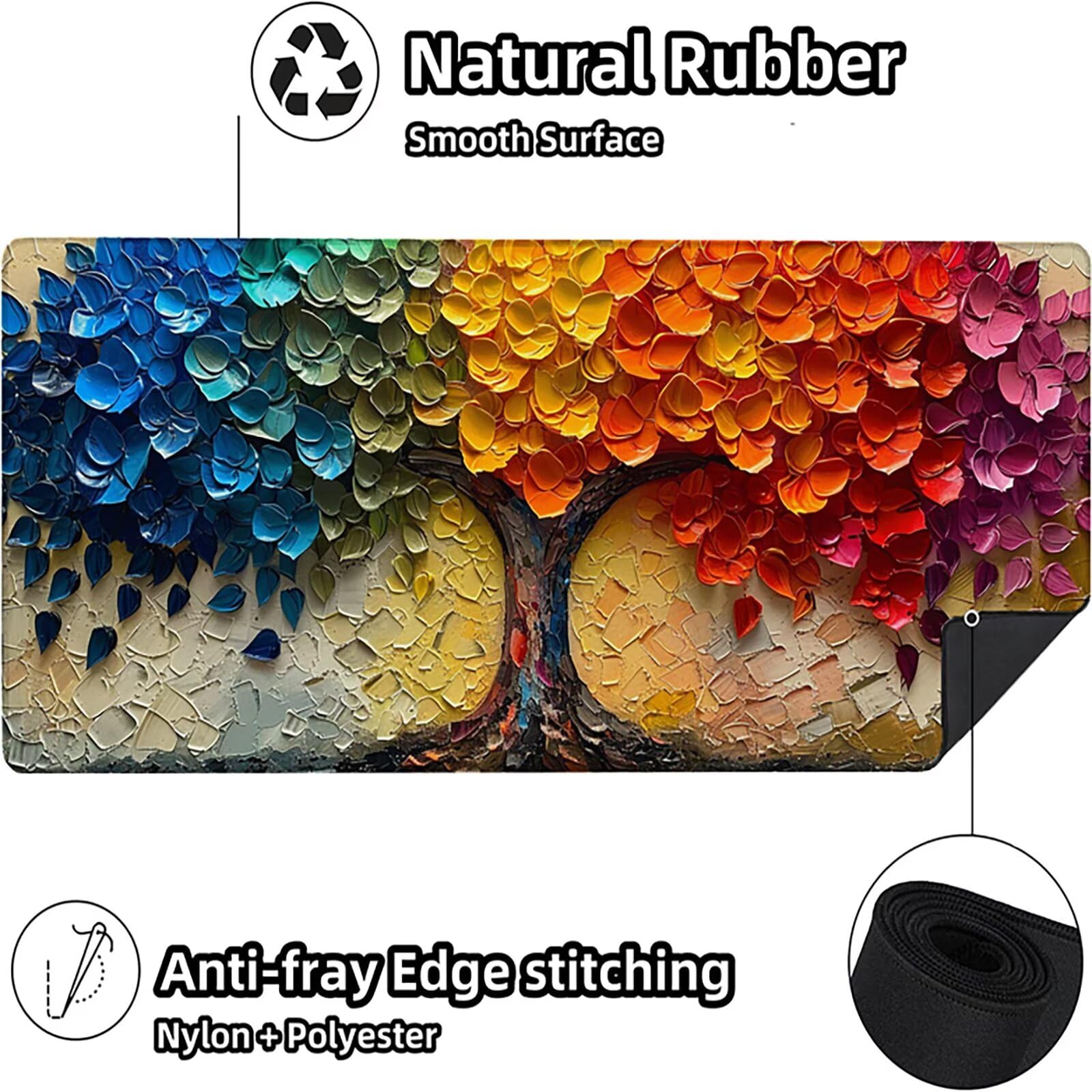 áRbol Alfombrilla Ratón Gaming XXL 1500x800x3mm, Alfombrilla Gaming Color Mousepad con Base de Goma Antideslizante, Impermeable Desk Mat para Teclado y Raton, Accesorios Gaming, Regalos de Hombre P-6