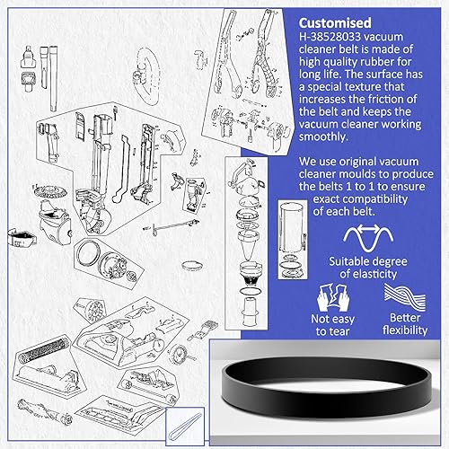 Miniatura 3 de Paquete de 2 correas elásticas de repuesto H-38528033 para Hoover CH53005 CH53010 UH70100 UH70102 UH70106 UH70107 UH70115 UH70116 UH70831PC