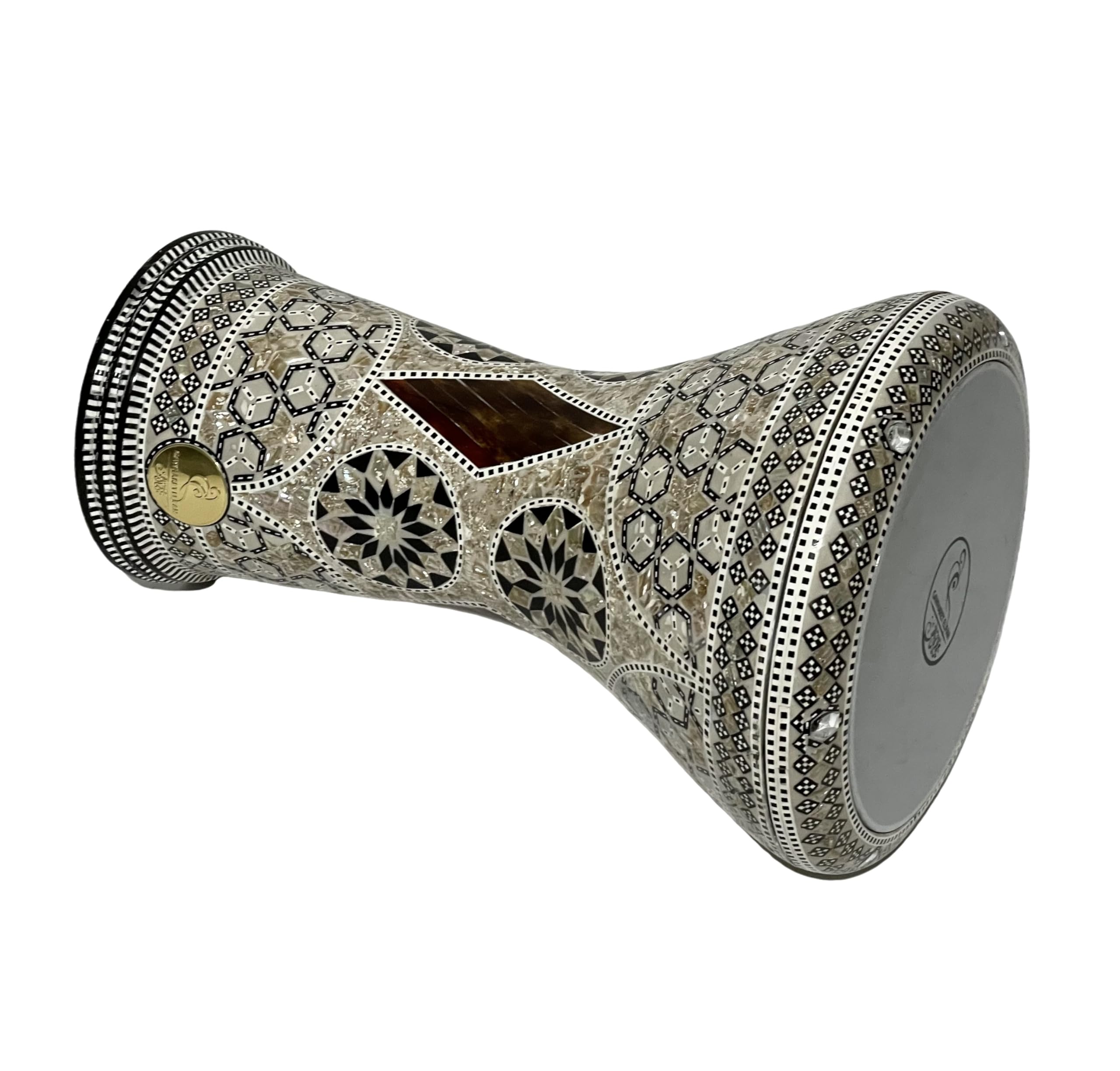 Novità Gawharet El Fan 17" Drum Darbuka tabla doumbek strumento musicale in madreperla egiziano fatto a mano con borsa (Sea Star 43,2 cm)
