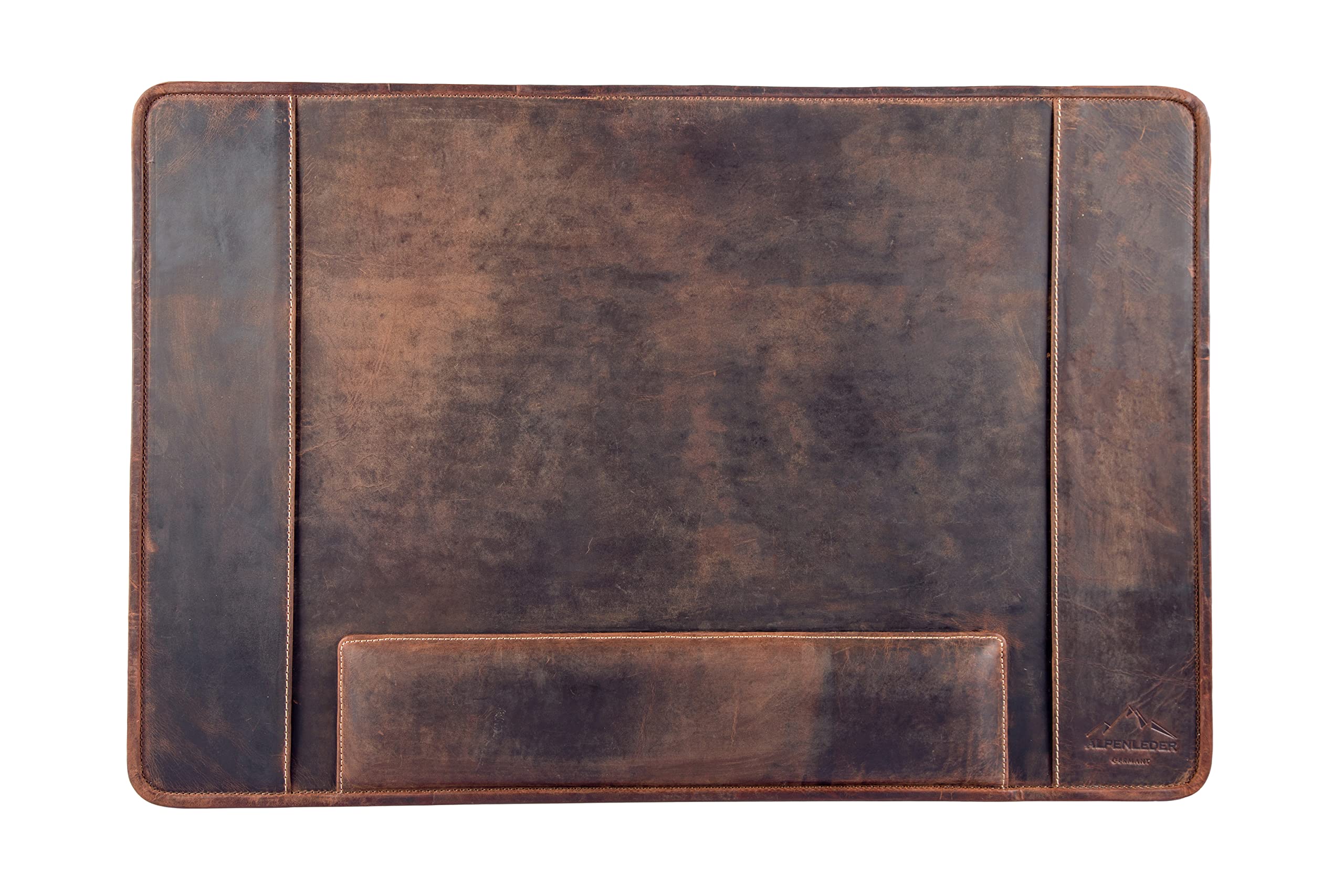 Alpenleder Schreibtischunterlage - SILVRETTA (Handgefertigt) - Nachhaltiges Bio-Leder aus regionaler Landwirtschaft | Schreibtischunterlage leder mit Handauflage *Fair Produziert* (68x45cm)