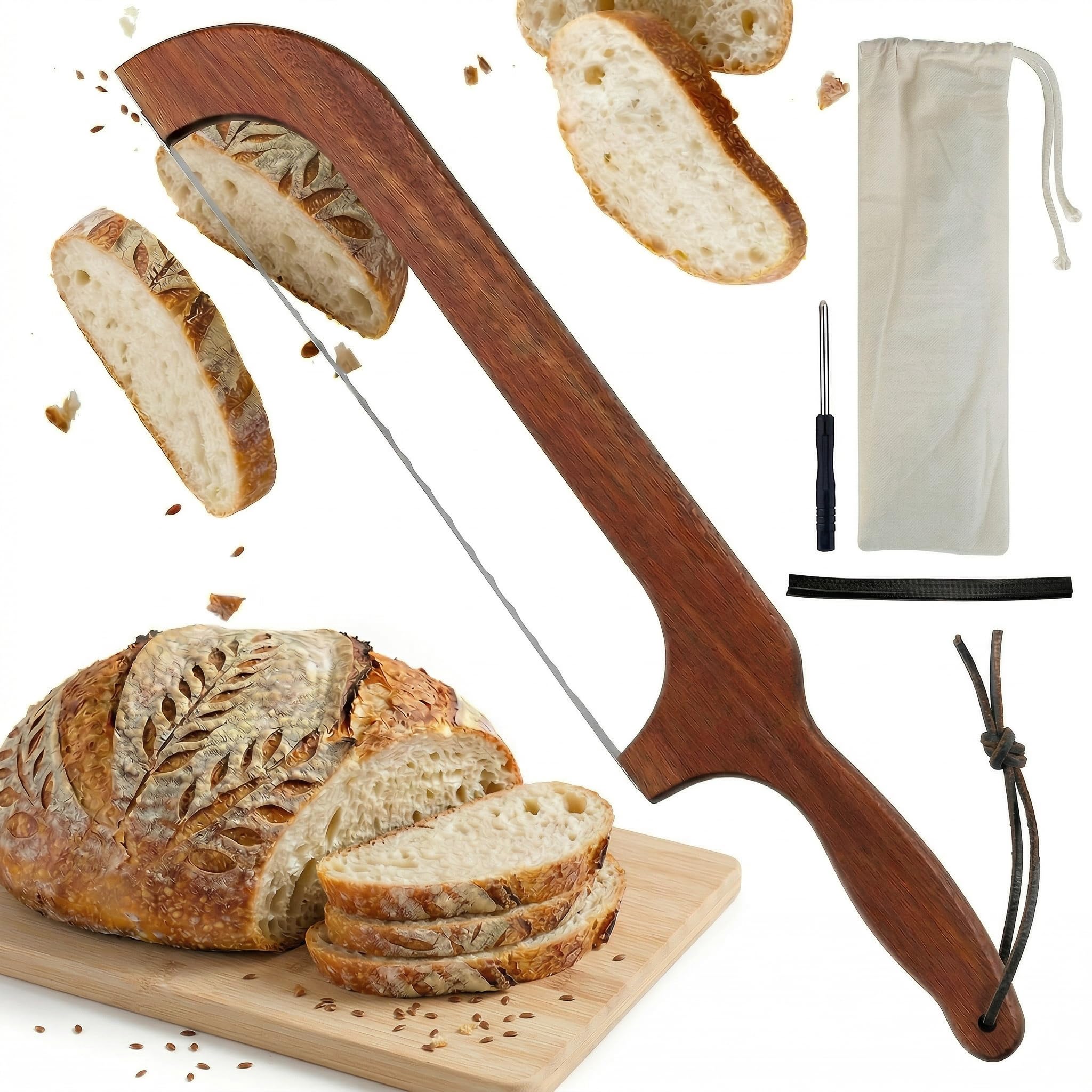 QikFas Fiddle-Bow Adjustable Serrated Bread Slicer