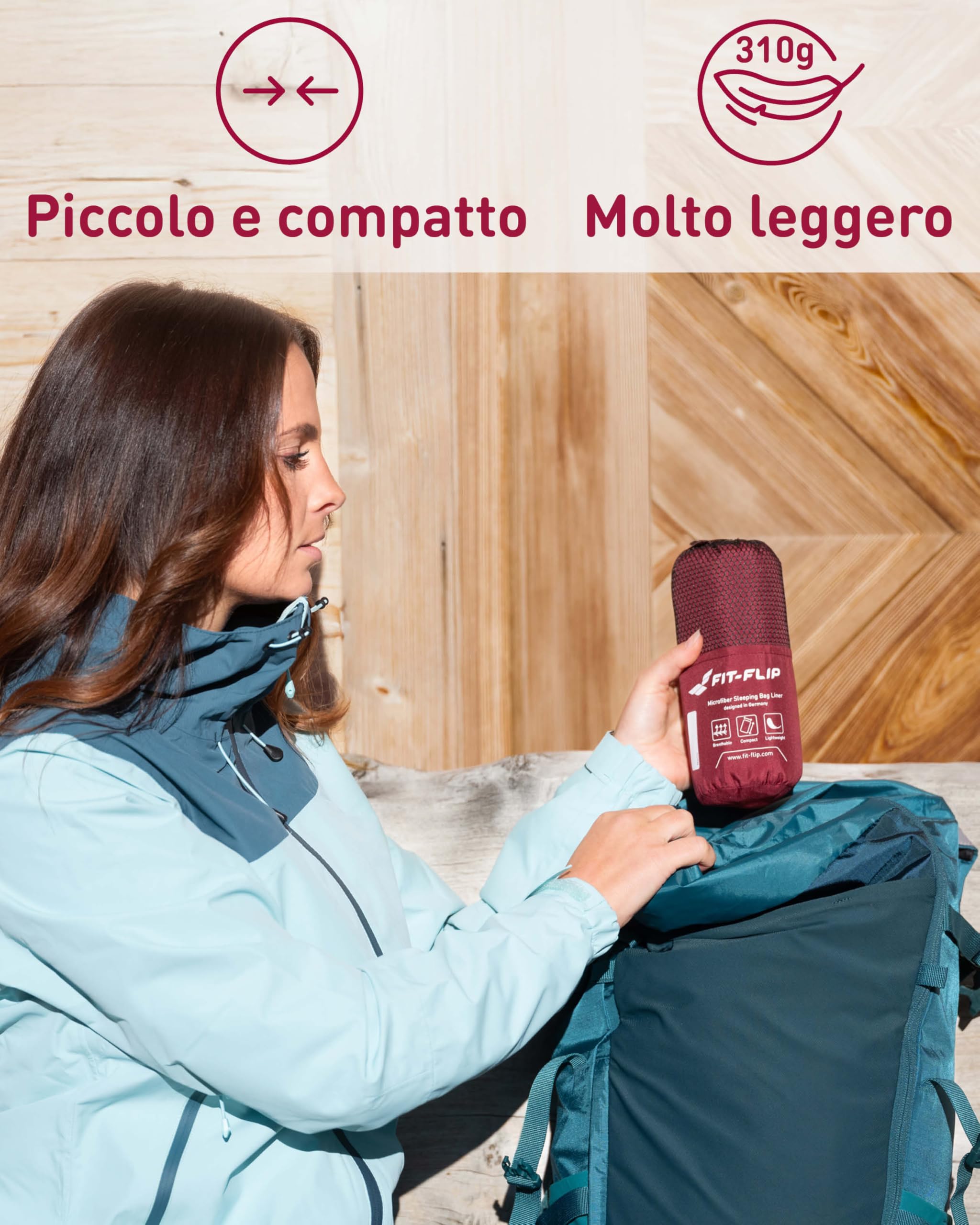 Fit-Flip Sacco Lenzuolo da Viaggio - 100% Cotone o Microfibra - Sacco a pelo con scomparto per cuscino - Sacco Letto singolo ultraleggero e compatto - Sacco a Pelo leggero Estivo