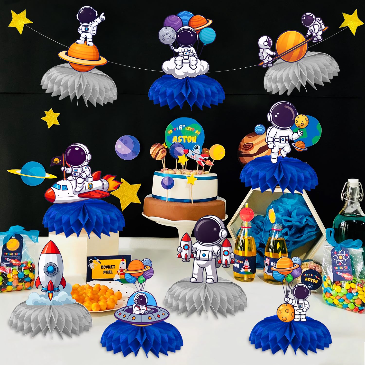 Honeycomb Party Decorations 60 Pcs Outer Space Party Decorations Galaxy ...