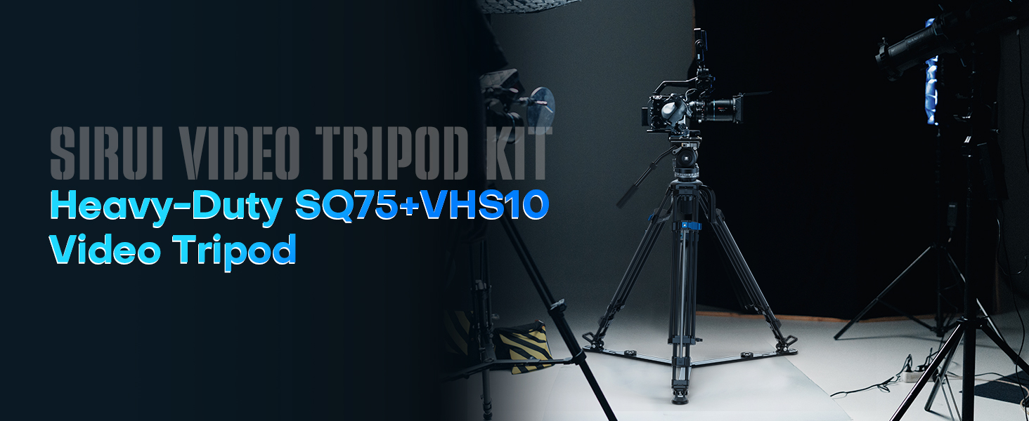 Trépied Vidéo SIRUI SQ75+VHS-10 Fibre Carbone - 182cm, Charge 10kg, Amortissement Hydraulique