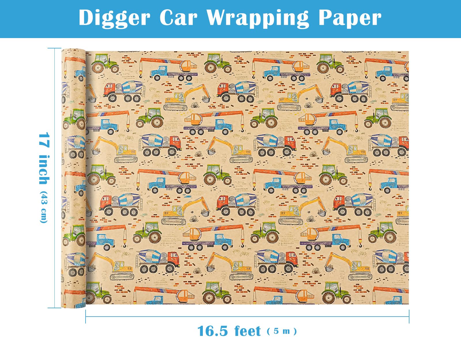 WRAPAHOLIC Wrapping Paper Roll - Mini Roll - 17 Inchx16.5 Feet - Foil