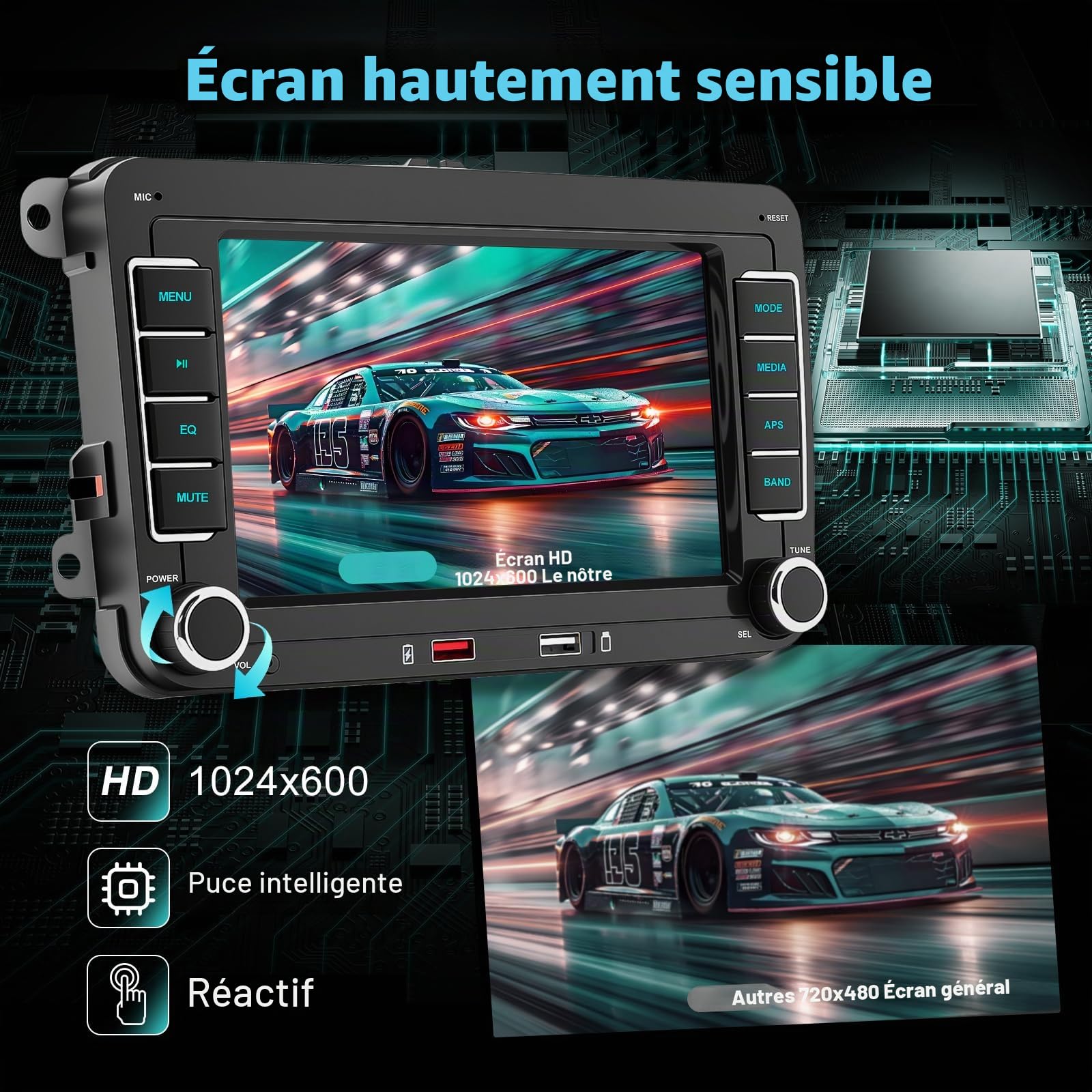 Autoradio pour VW Golf 5 6 Passat Tiguan Jetta Touran Polo Caddy