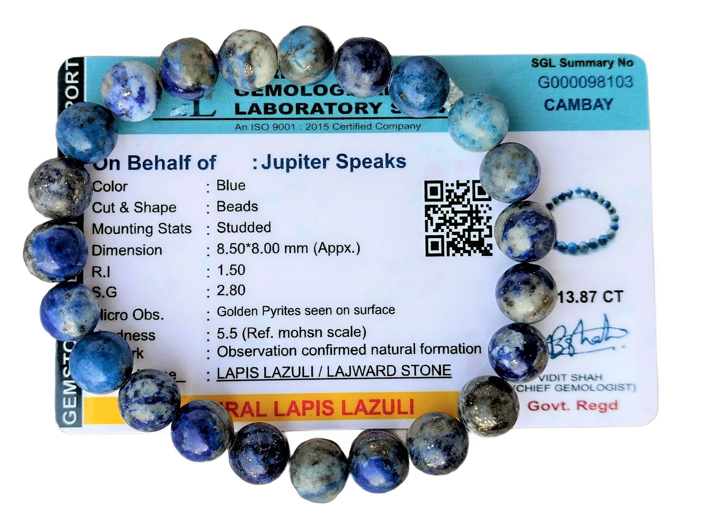 Jupiter Speaks Lapis Lazuli Bracelet With Lab Certificate For Men And Women Natural Stones 8MM Beads For Reiki Healing And Astrology (B0CF2SV89J) Amazon Price History, Amazon Price Tracker
