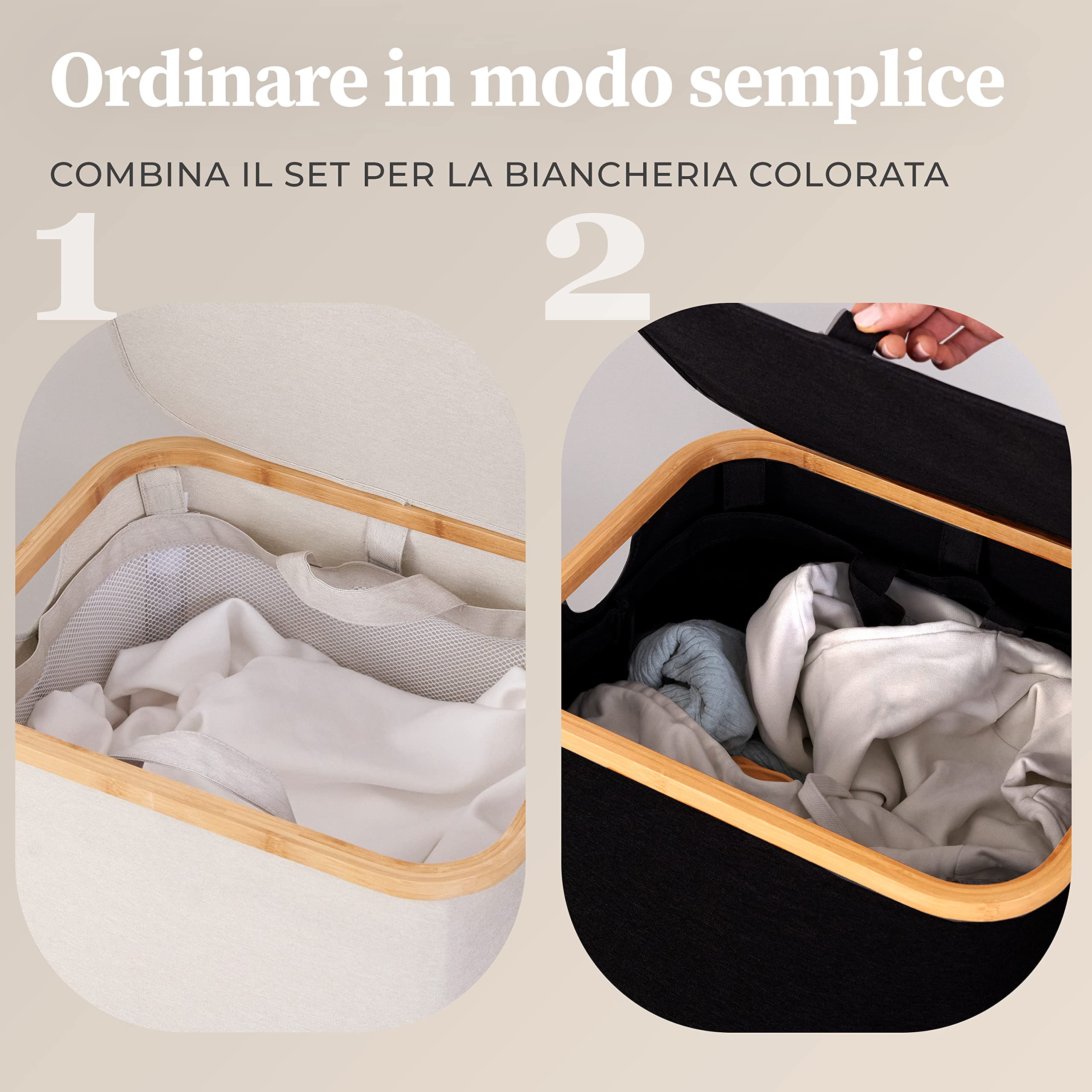 Cesto Portabiancheria In Feltro Grigio - 80 Litri, Salvaspazio, Pieghevole, Per Bagno O Camera - Foto 3