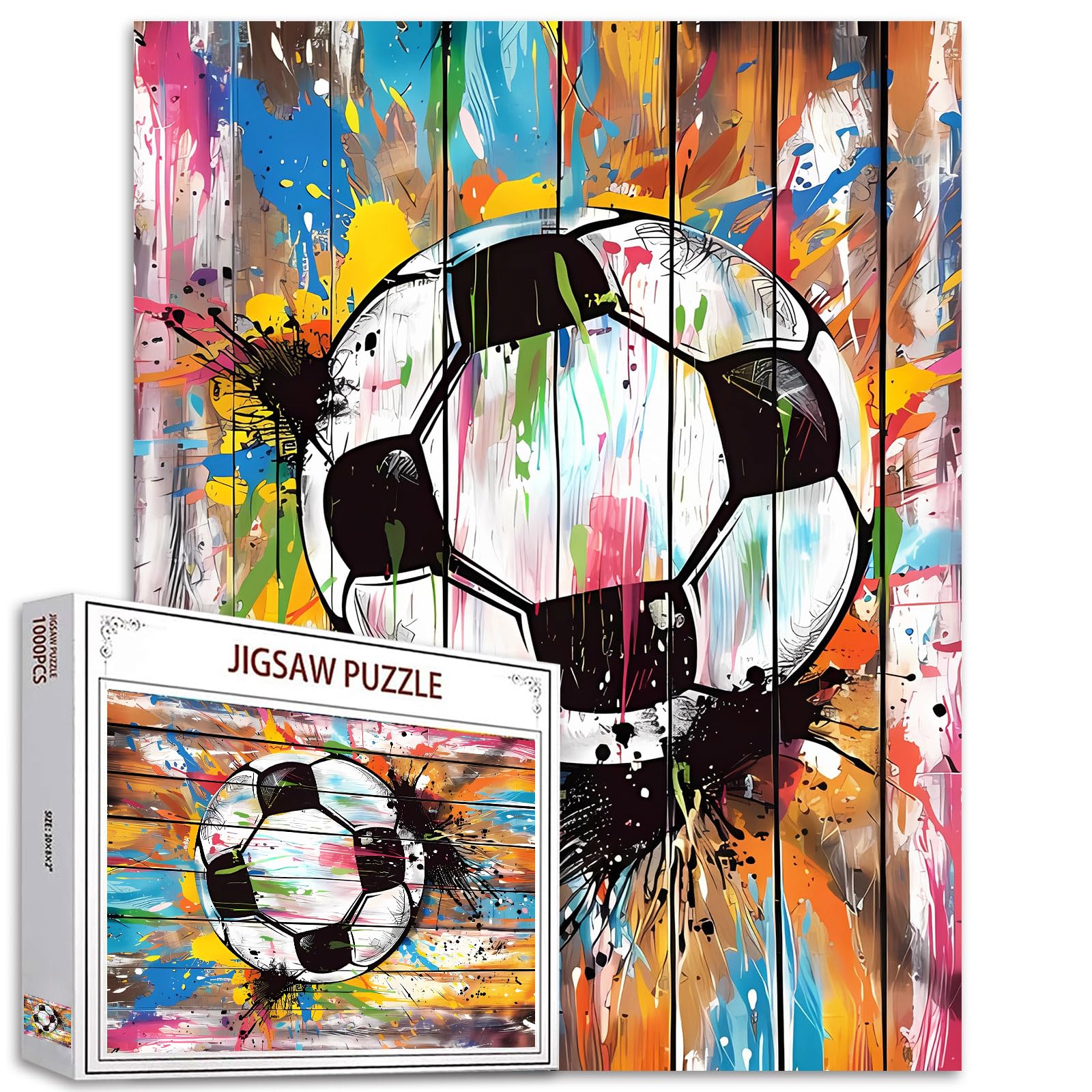Tucocoo Graffiti Football Jigsaw Puzzle 1000 Pieces Puzzles for Adults, Sports Balls Street Banksy Art Jigsaw Puzzles for Challenging Family Activity Games Colorful DIY Puzzle for Home Decor Gifts