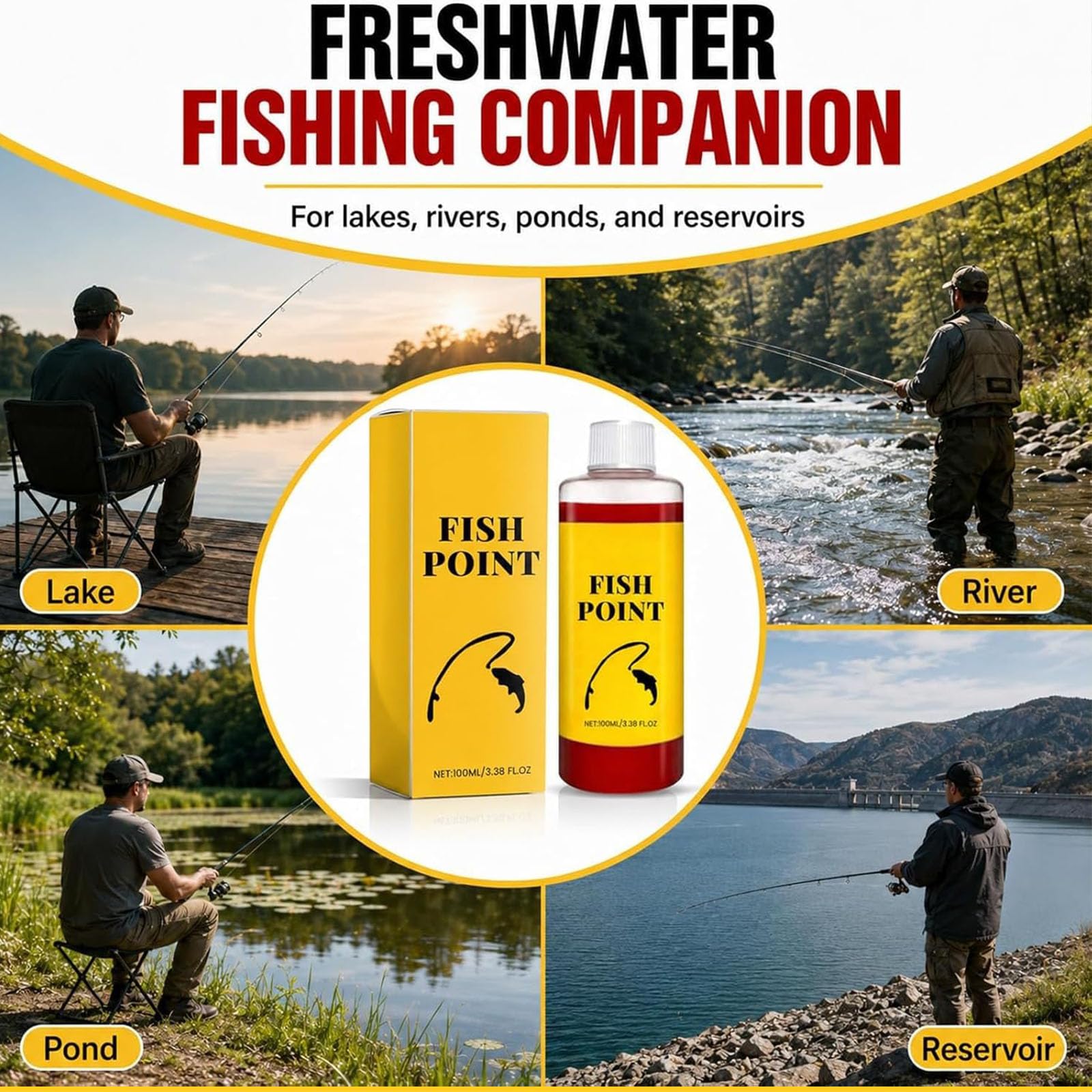 Concentrated Fish Attractant Liquid, Red Worm Formula Fishing Scent Bait Additive, 100ml Fish Point Liquid for Freshwater Fishing Trout Panfish
