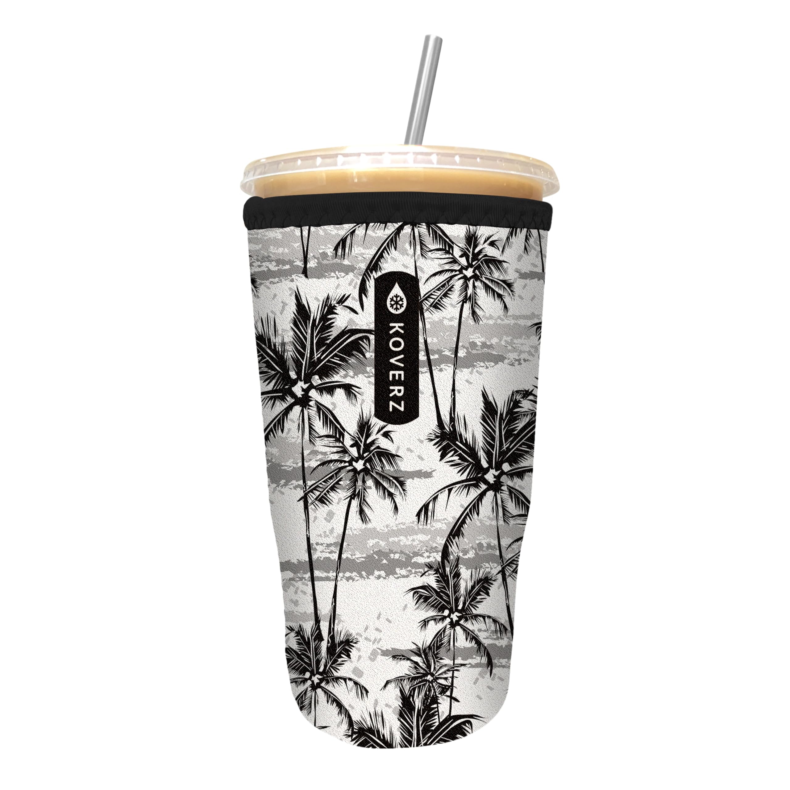 Iced Coffee Sleeve, Insulated Neoprene Cup Sleeve, Fits a 32 Oz. Coffee Cup, Washable and Reusable, Iced Coffee Accessories, Large Palms