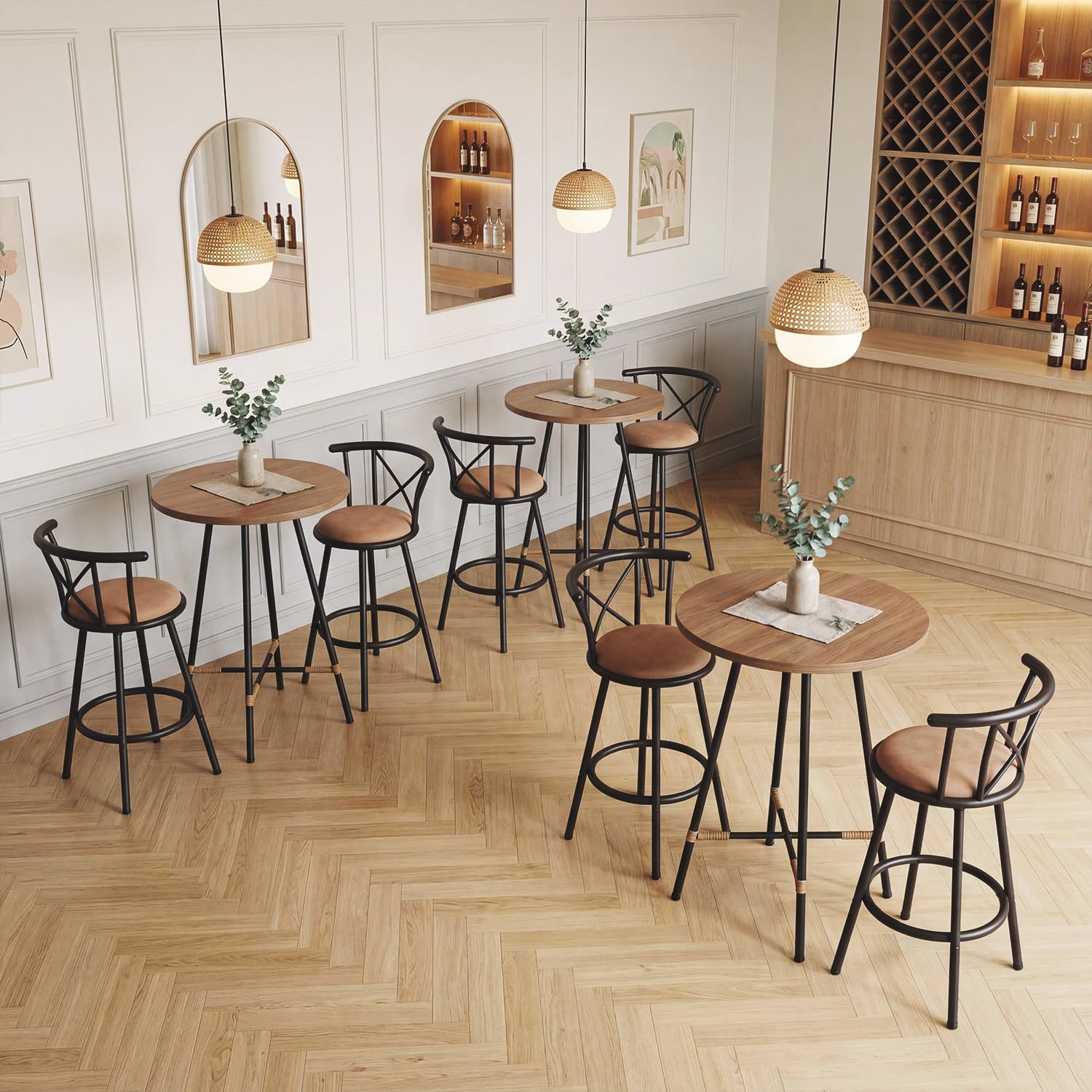 MEUBLE COSY Barkrukken, set van 4 barstoel vintage, met rugleuning en