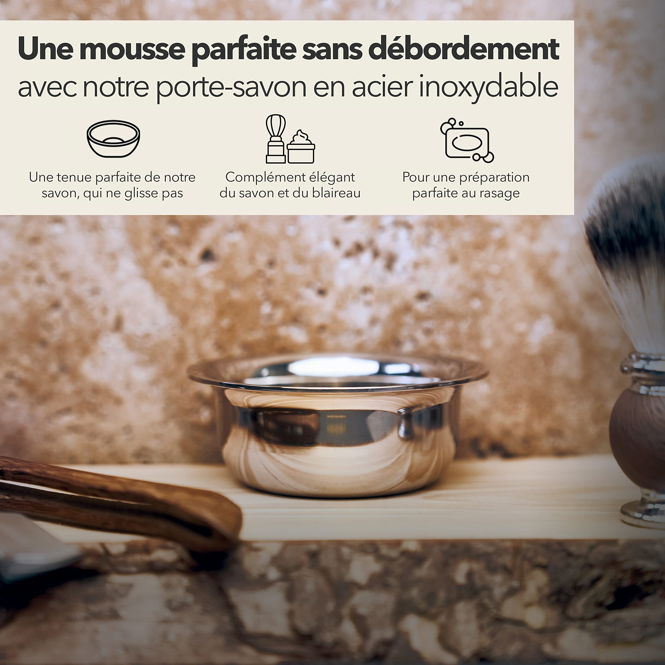 Störtebekker® Bol de rasage - Creuset de rasage en acier inoxydable - Parfait pour faire mousser la mousse