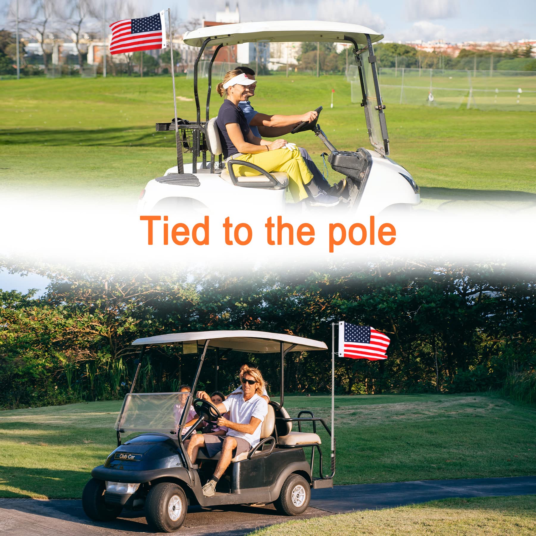 KINGTOP Bandera de barco de Estados Unidos, banderas de 12 x 18 pulgadas, poste telescópico de 48 pulgadas con bolsa de almacenamiento, bandera de seguridad universal para esquiador, deportes