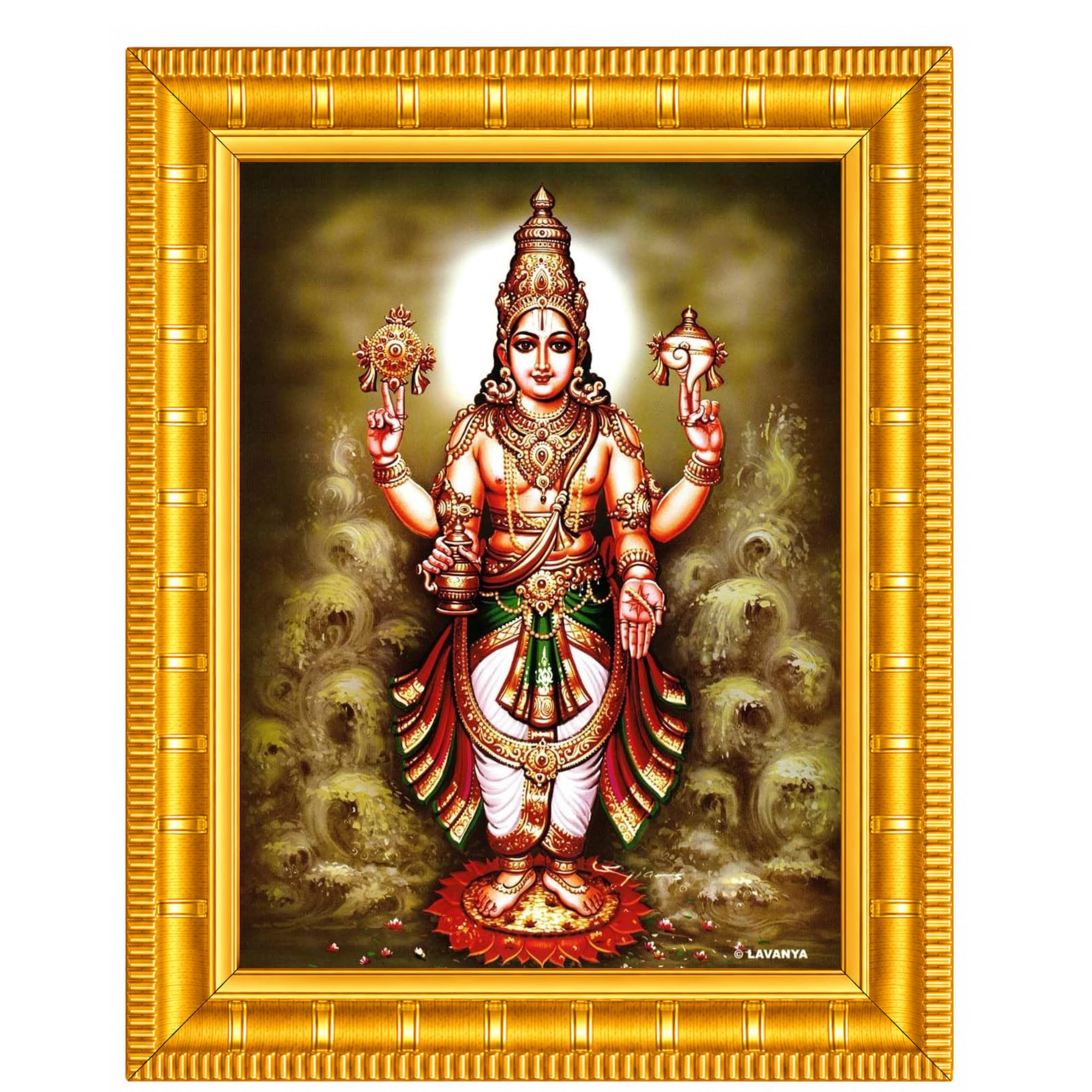 Golden Deva Lord Dhanwantari Dhanvantari Dhanvantri Dhanwantri Photo Frame | Strong MDF Panel,Waterproof HD Print | Table Top and Wall Mount for Home Temple Religious Gift | Pooja Safe, Made in India(Wood,Acrylic,Gold,Small Size,6x8 Inch)-image-36