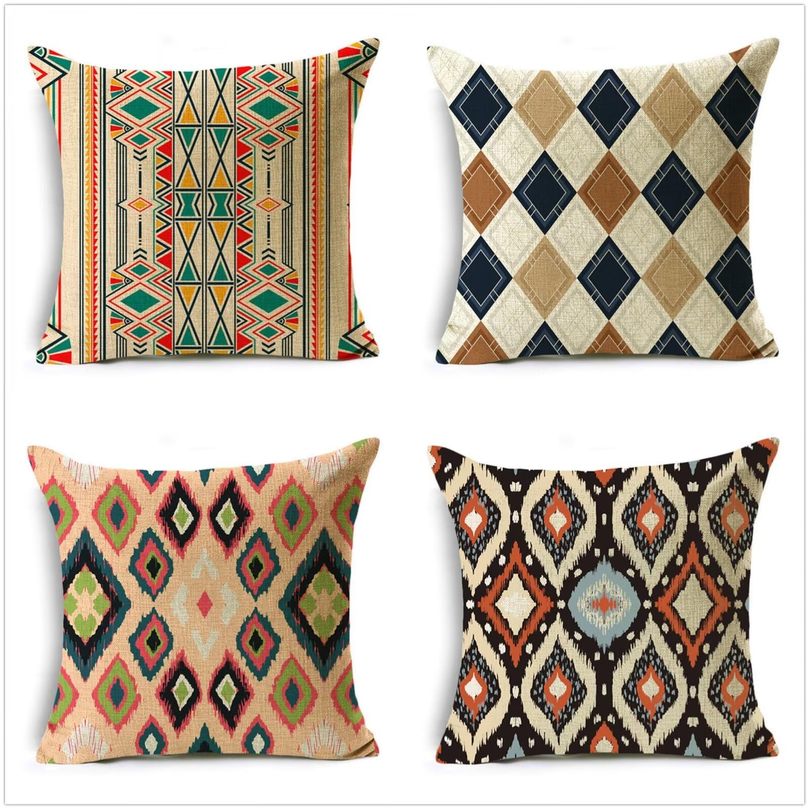 Federe Cuscini Divano 60x60cm Set di 4 Cuscini per Divano in Morbido Cuscini da Esterno,Quadrato Doppio Lato Estate Impermeabili Boho Cuscini Decorativi,per Divano Soggiorno Sedia Letto Marrone OW2503