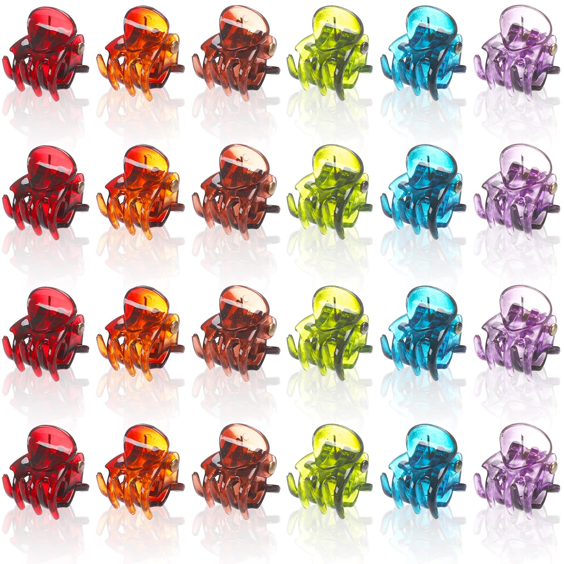 JANYUN 48Pcs Colorful Mini Hair Claw Clips, Small Hair Clips for Girls Women Fine Hair Plastic Multifunction Clamp Clips Hair Accessories Gifts