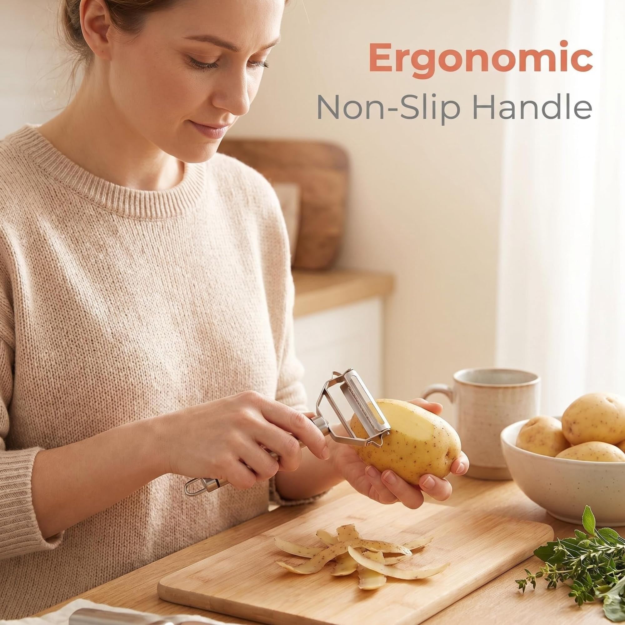 Éplucheur de Légumes Et de Pommes de Terre en Acier Inoxydable, Éplucheur À Julienne Multifonctionnel avec Lame Tranchante Et Poignée Ergonomique for Fruits, Légumes - Outil de Cuisine(3 sets)