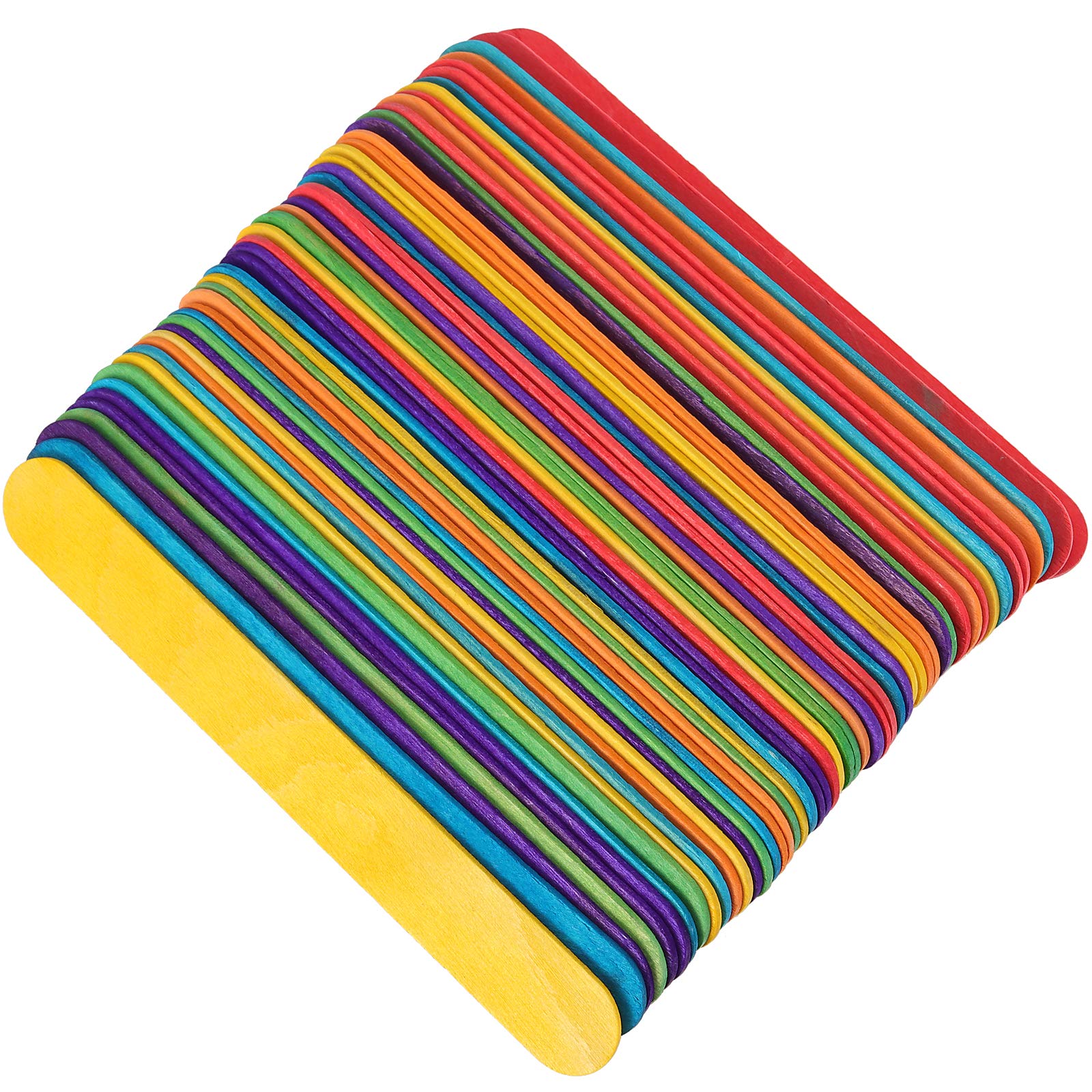 Palitos de paleta de colores de 6 pulgadas, 1000 palitos de madera jumbo para manualidades, palitos de helado para hacer modelos de bricolaje, diseño casero, suministros de manualidades para