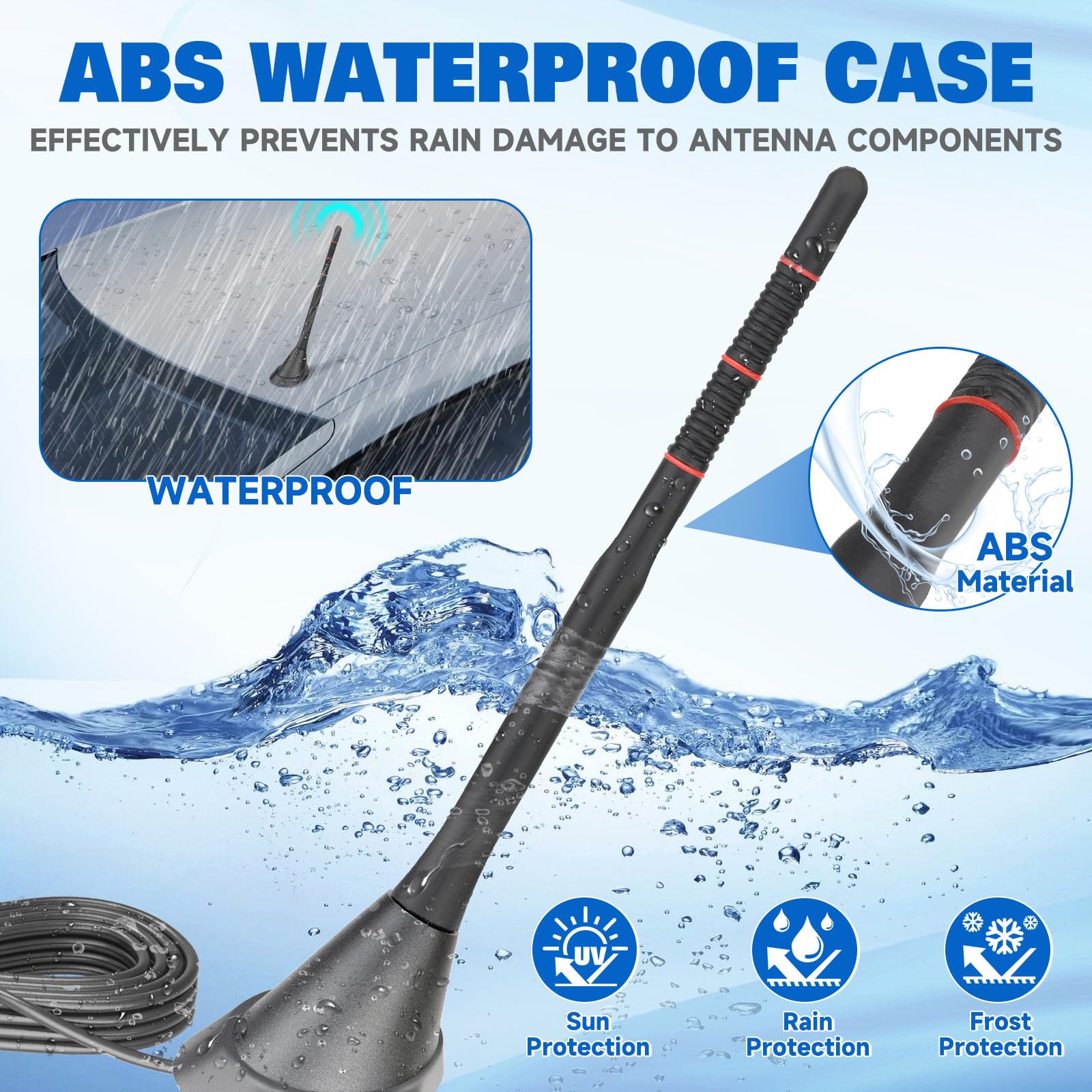 Eightwood Antenne Autoradio Active Dab+ FM avec Amplificateur 5m Câble