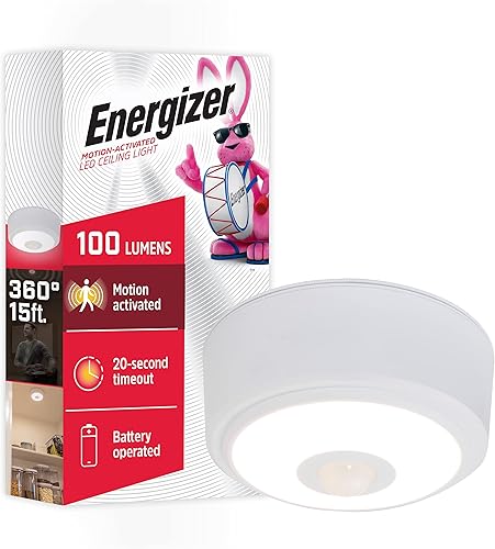 Miniatura 7 de Energizer Lámpara de techo LED activada por movimiento, funciona con pilas, 300 lúmenes, no necesita cableado, detección de movimiento de 15 pies,
